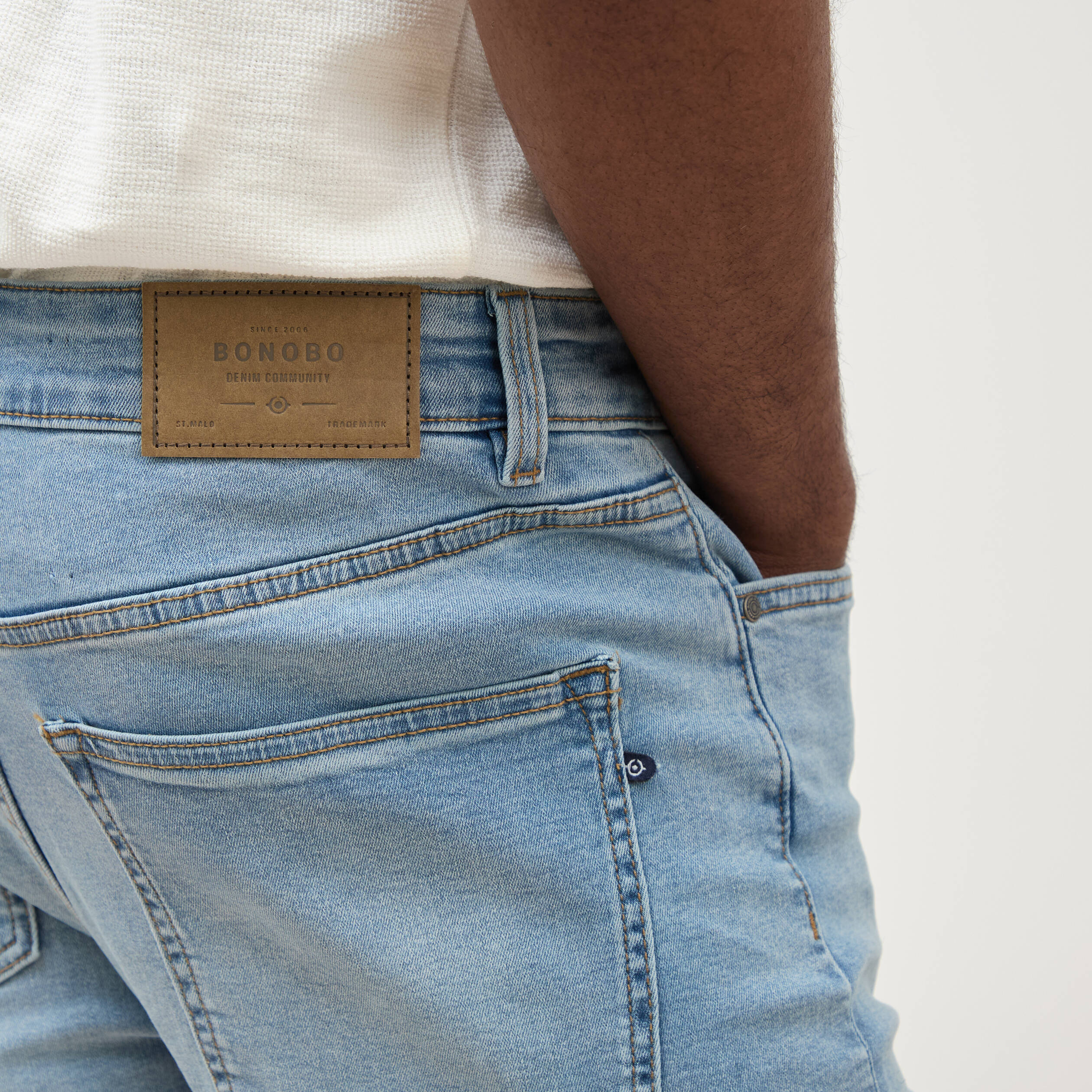 Jeans skinny tapered denim bleach homme