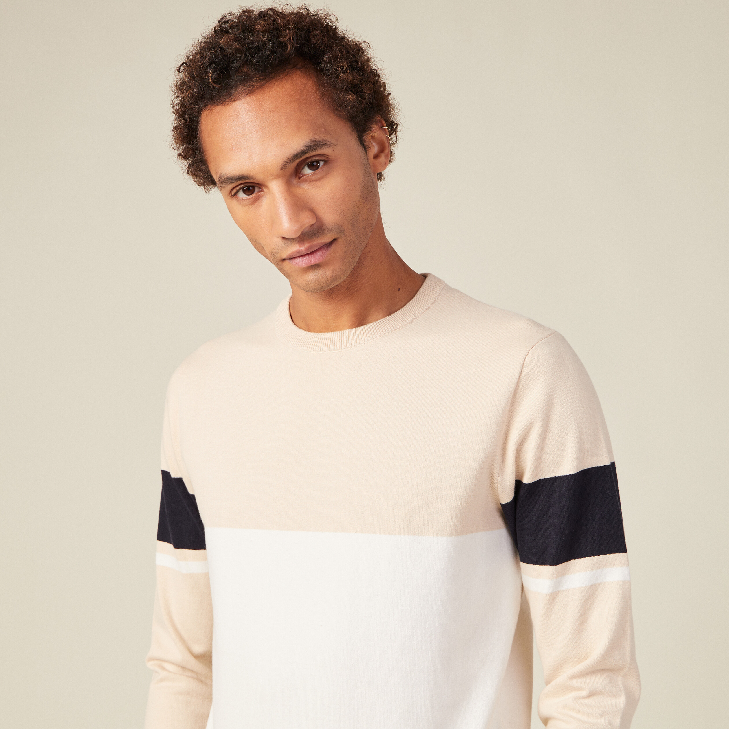 Pull éco-responsable ecru homme