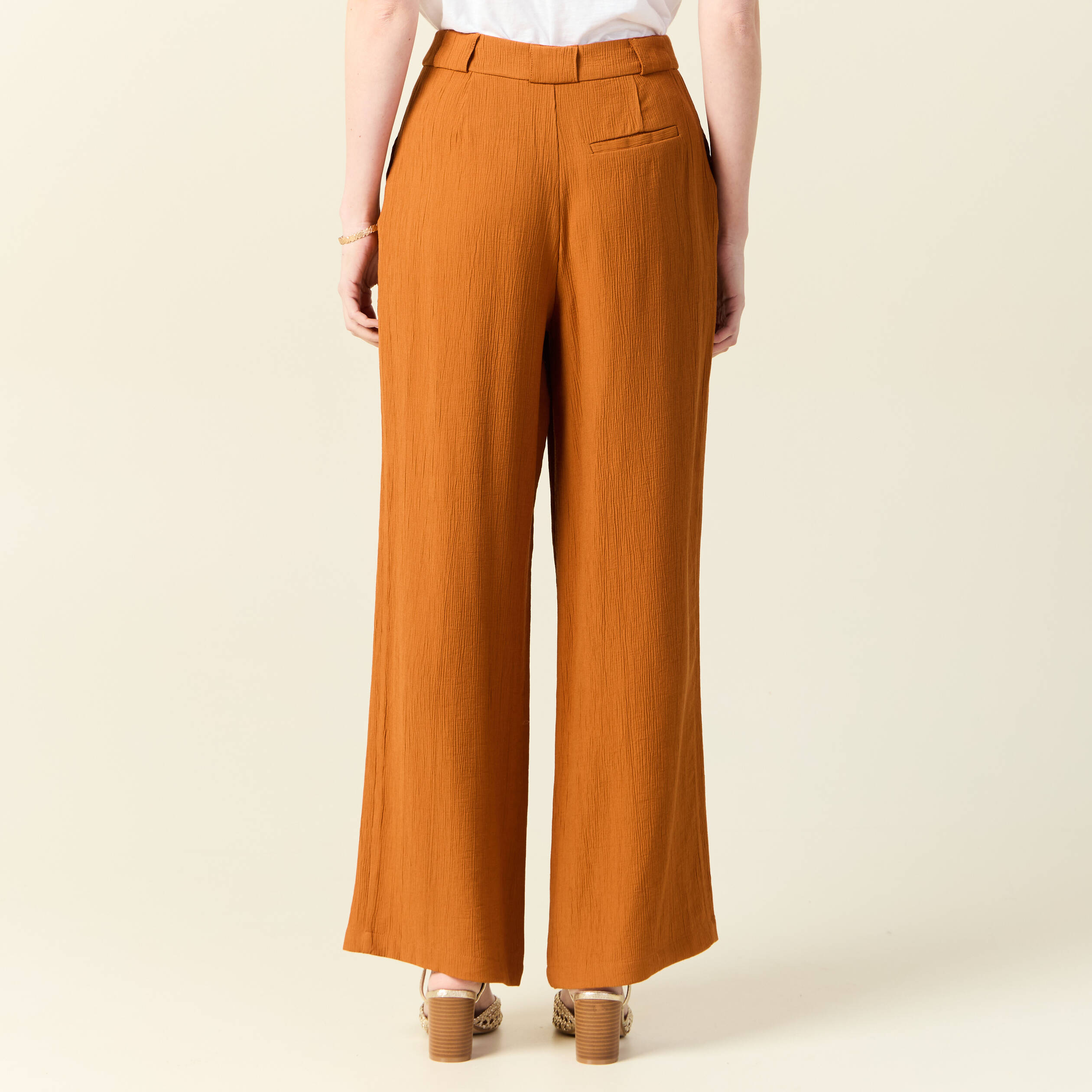 pantalon large fluide marron femme Pantalon large fluide marron femme