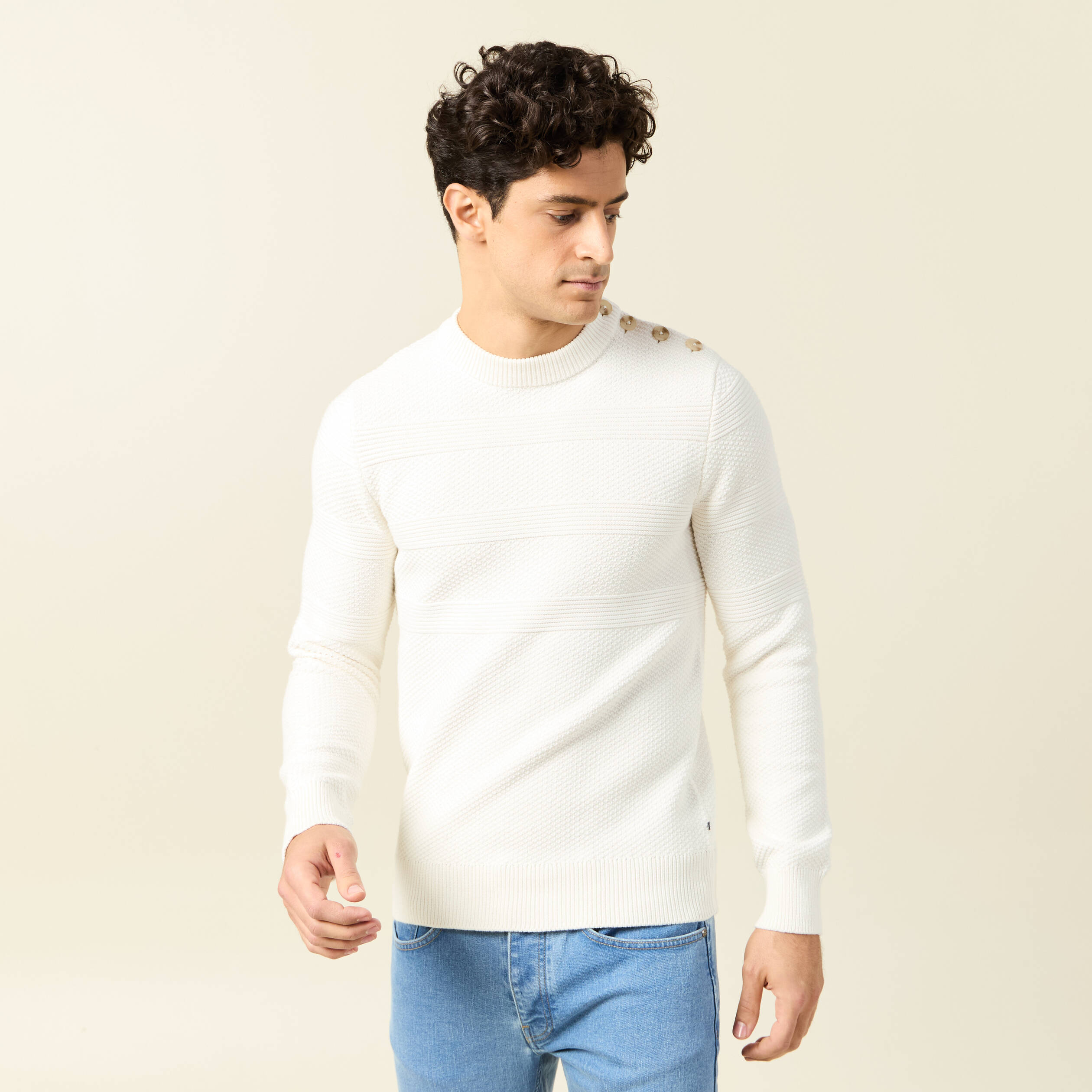pull manches longues ecru homme Pull manches longues ecru homme