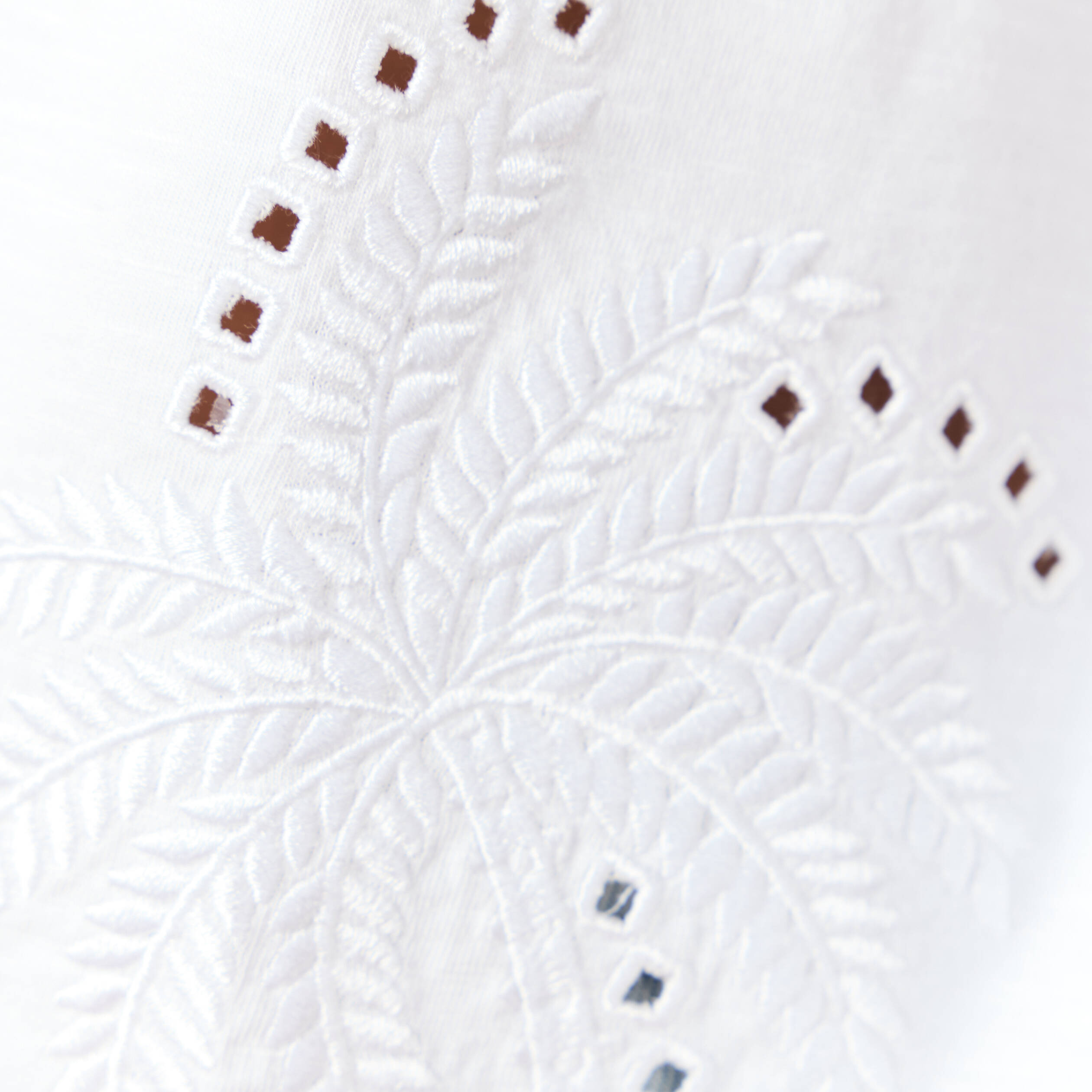 t shirt manches courtes brode blanc femme T-shirt manches courtes brodé blanc femme