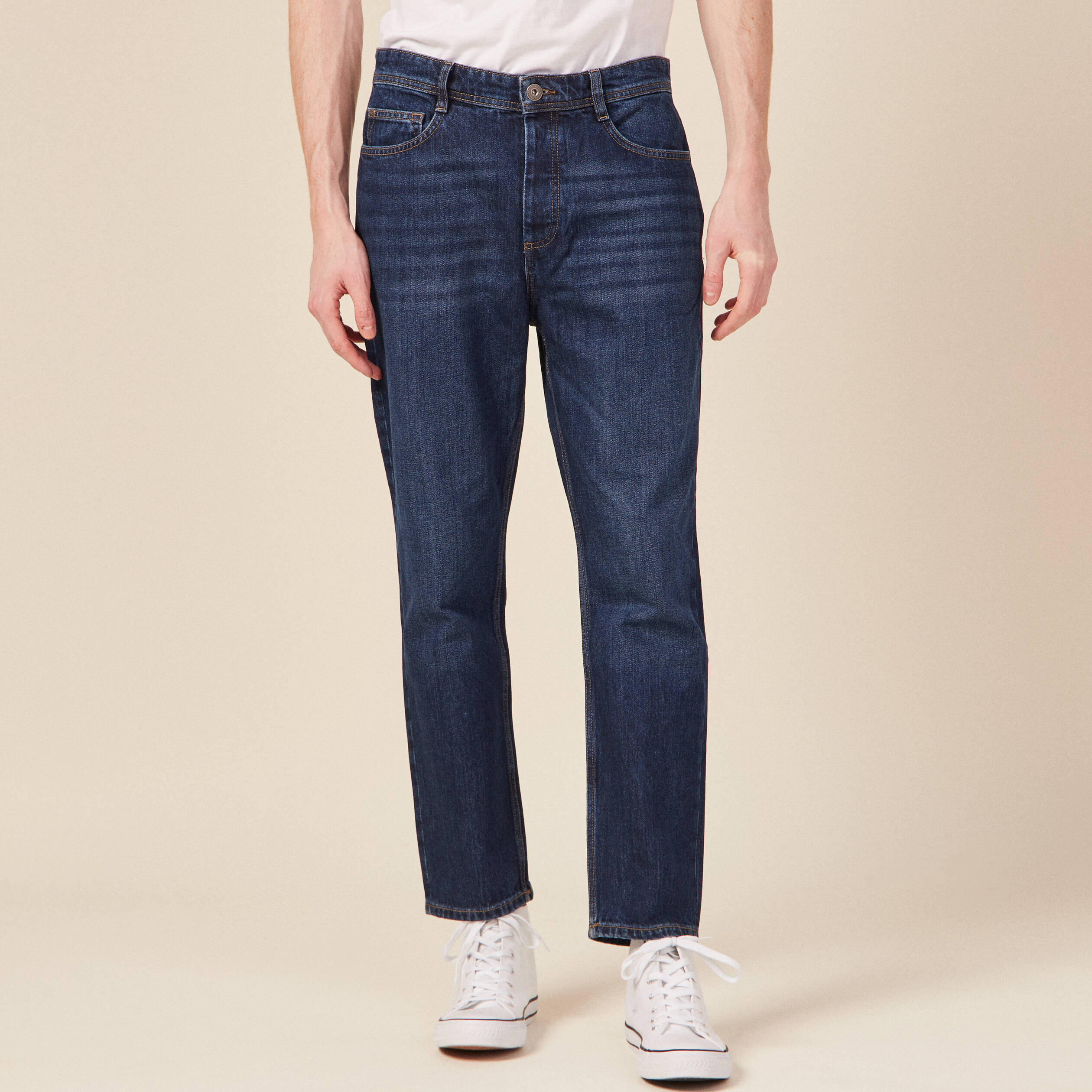 Jeans straight tapered denim brut clean homme
