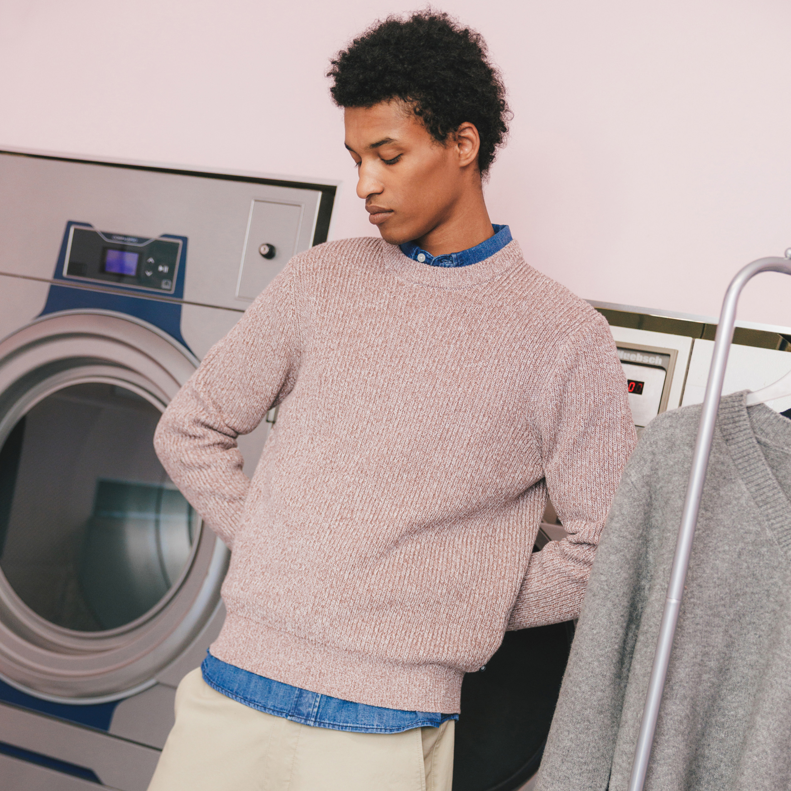 Pull manches longues marron fonc&eacute; homme