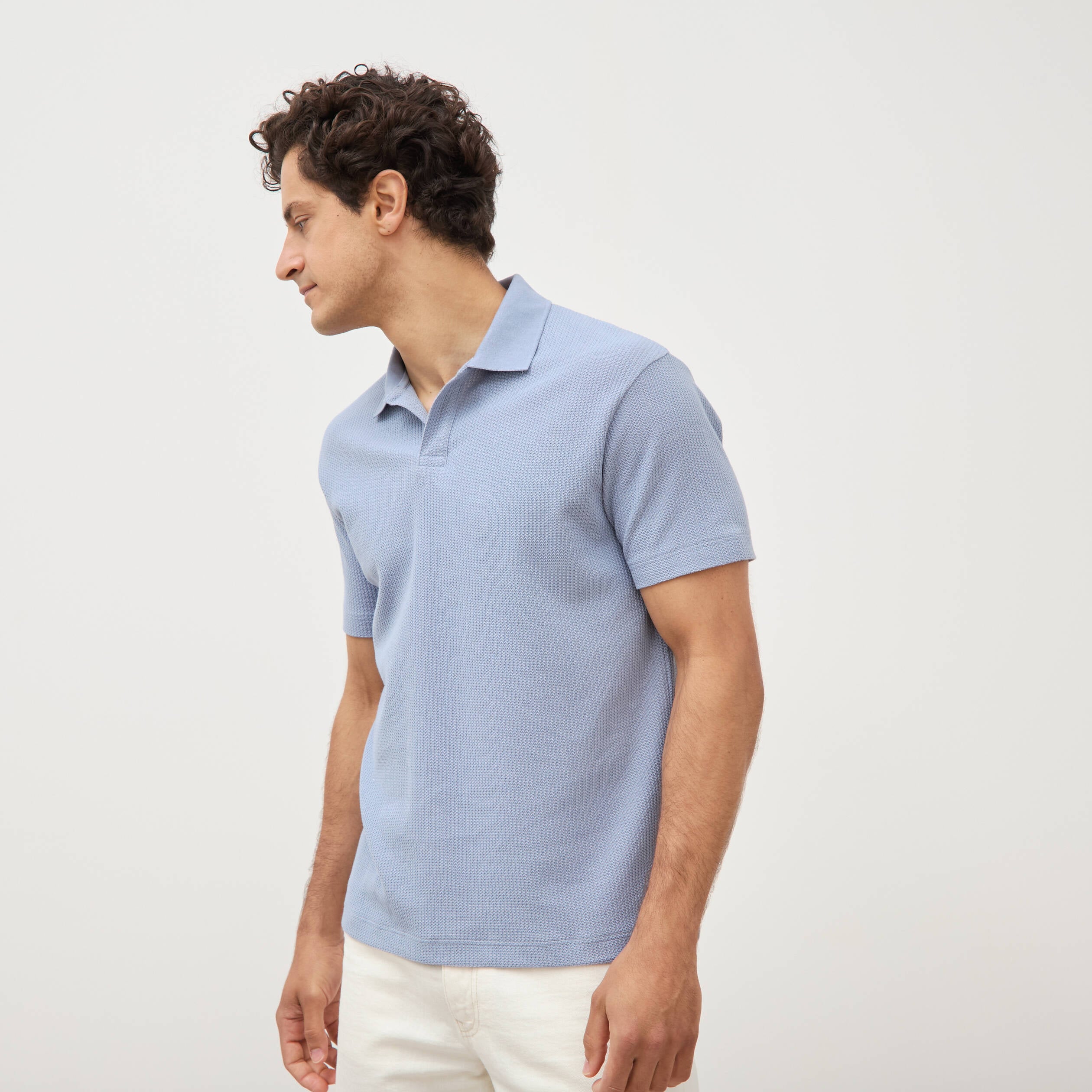 Polo manches courtes bleu gris homme