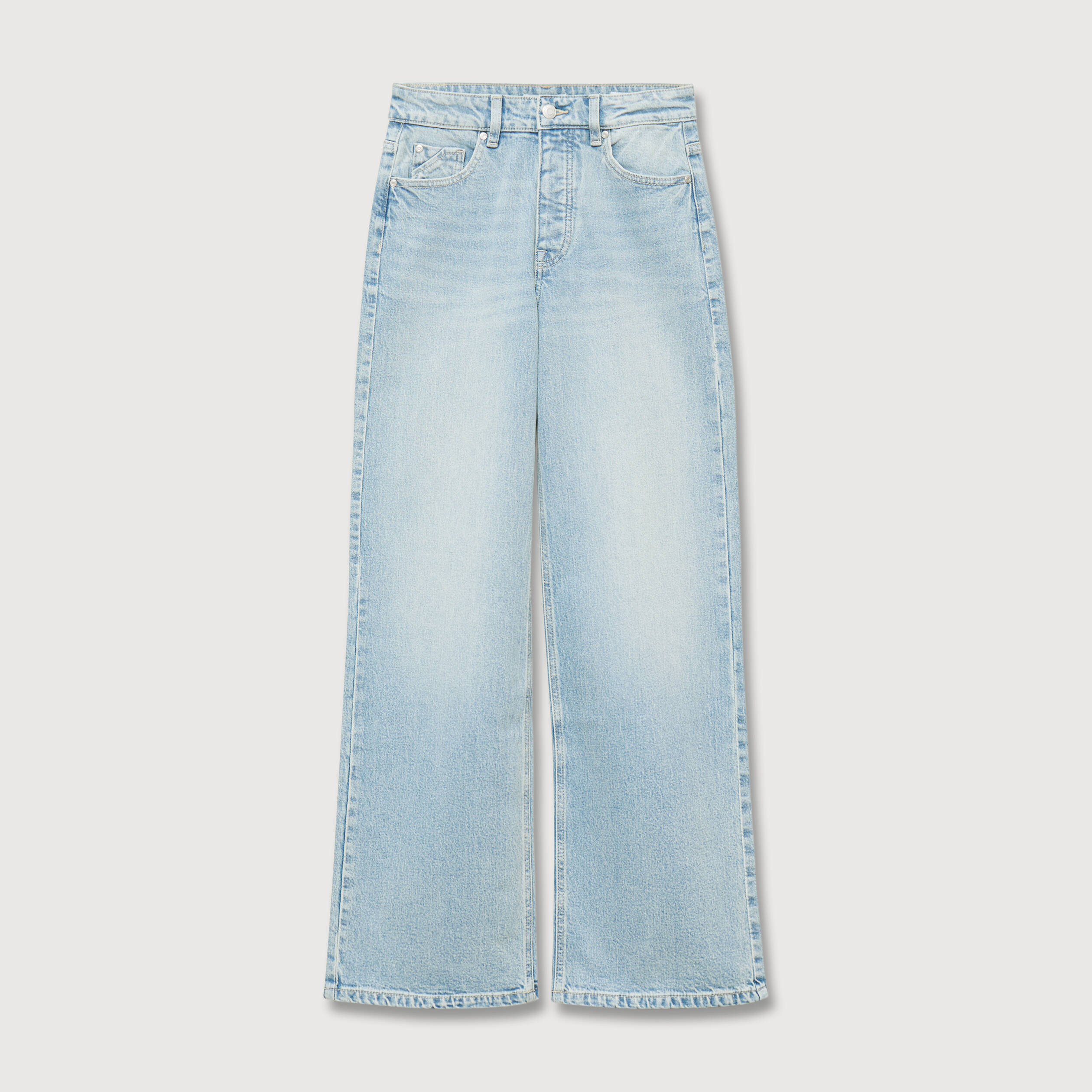 Jeans large taille haute denim baby bleu femme