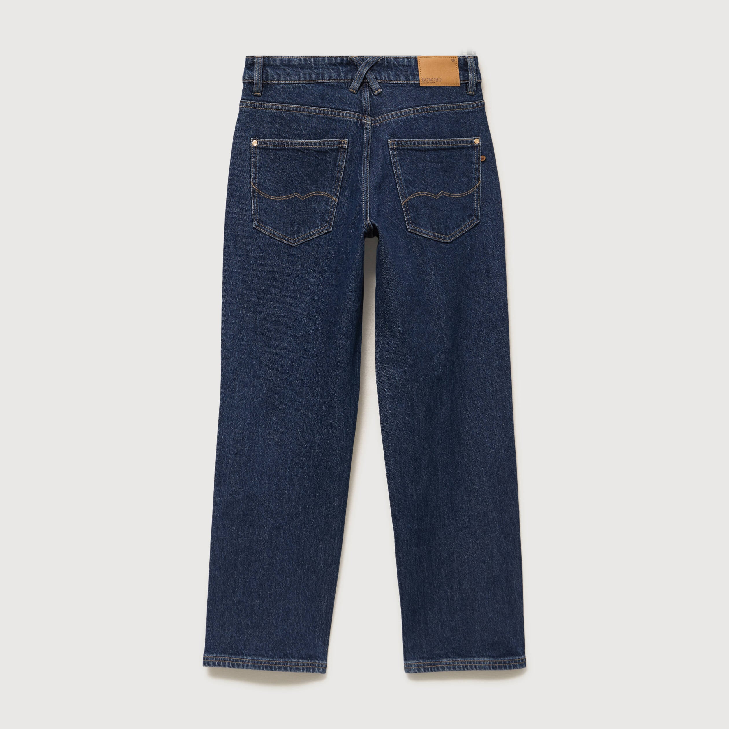 Jeans straight 7/8&egrave;me taille haute denim brut femme