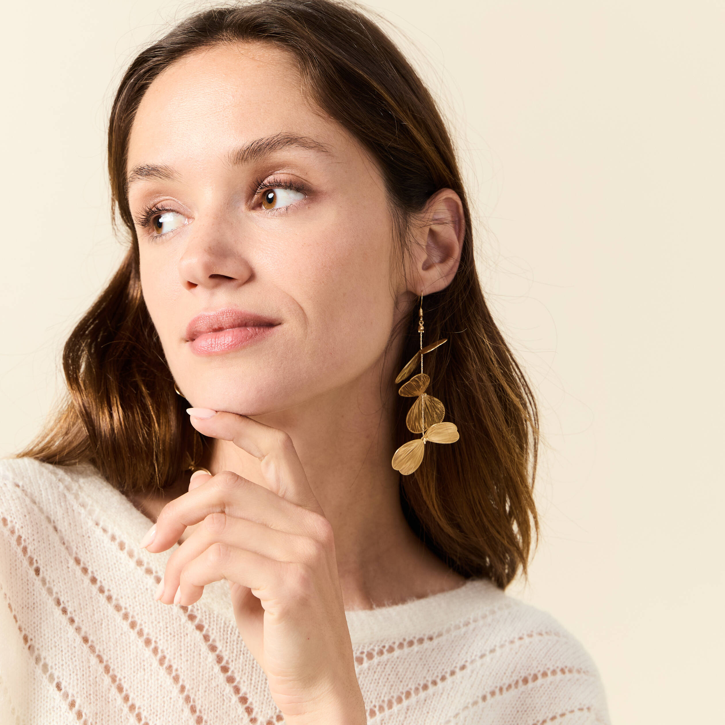 Boucles d'oreilles pendantes couleur or femme