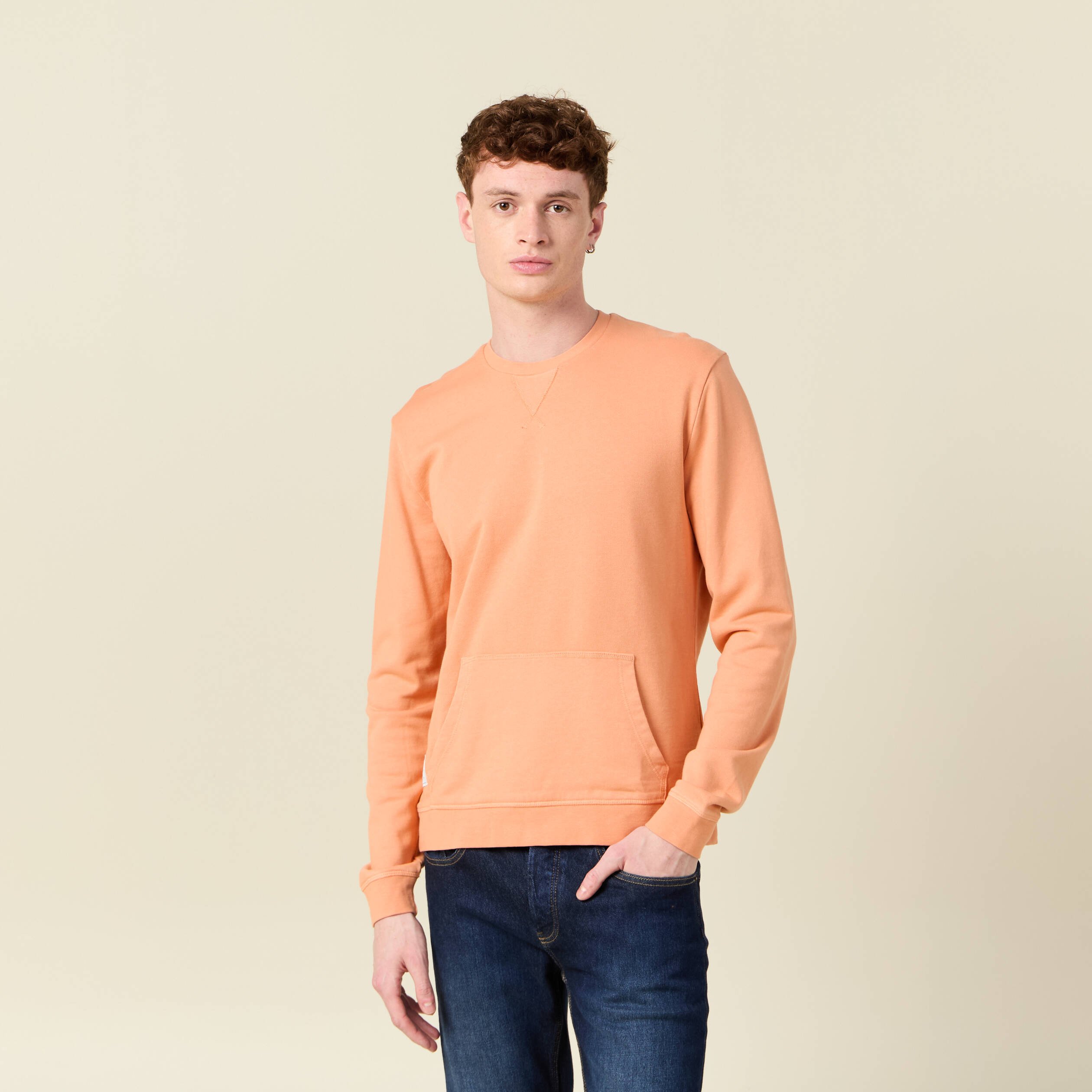 sweat manches longues orange corail homme Sweat manches longues orange corail homme