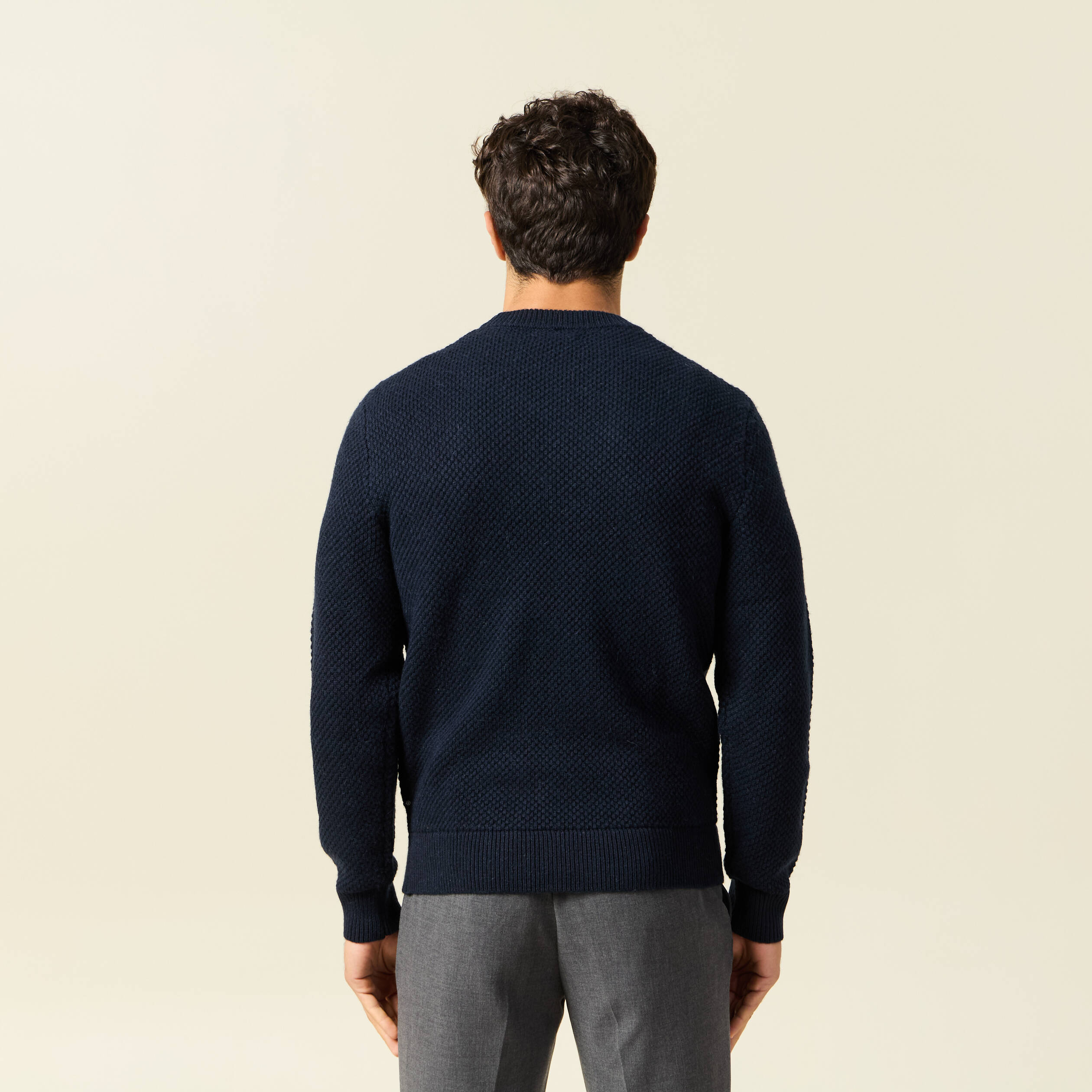 Pull col rond bleu marine homme