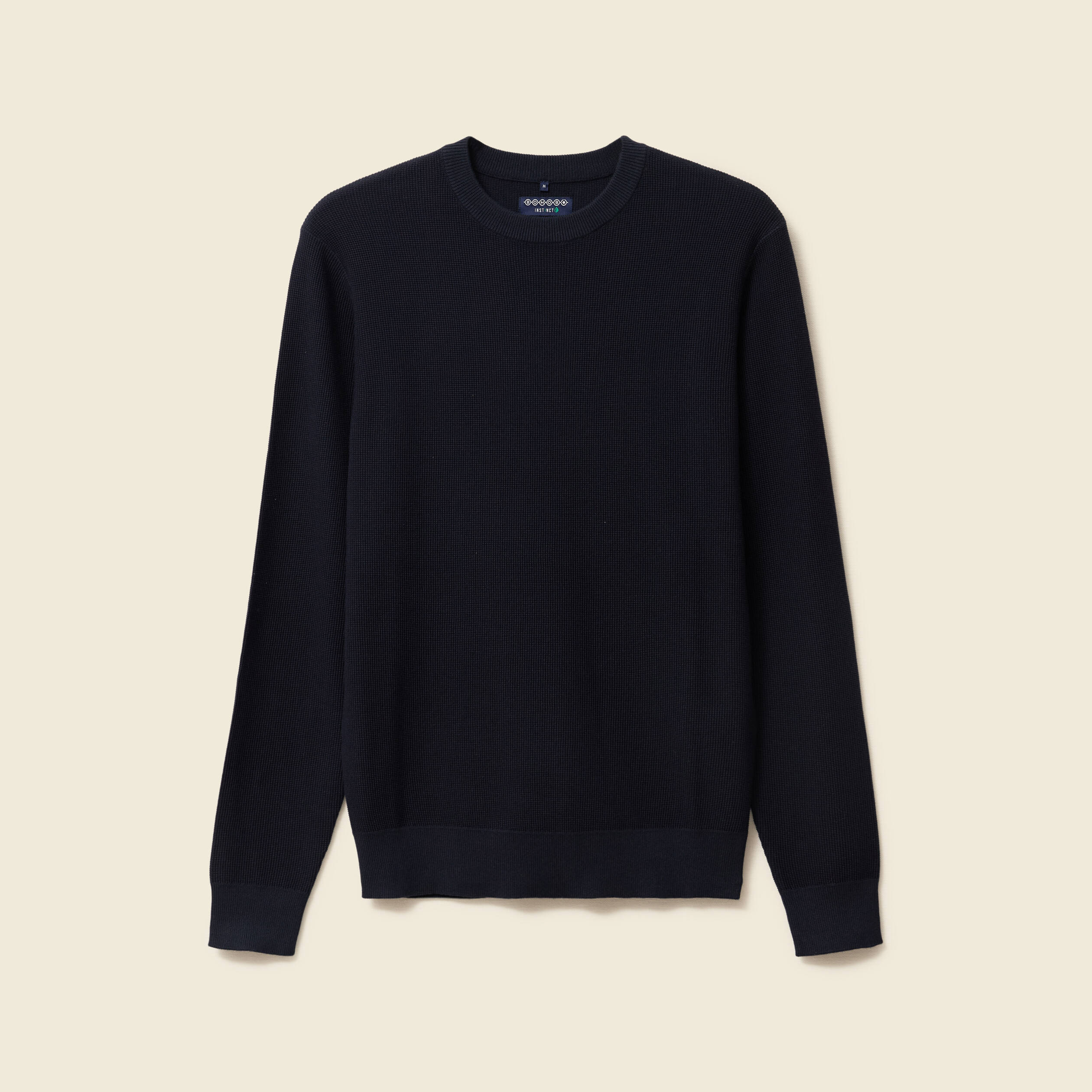 Pull fin col rond manches longues bleu marine homme