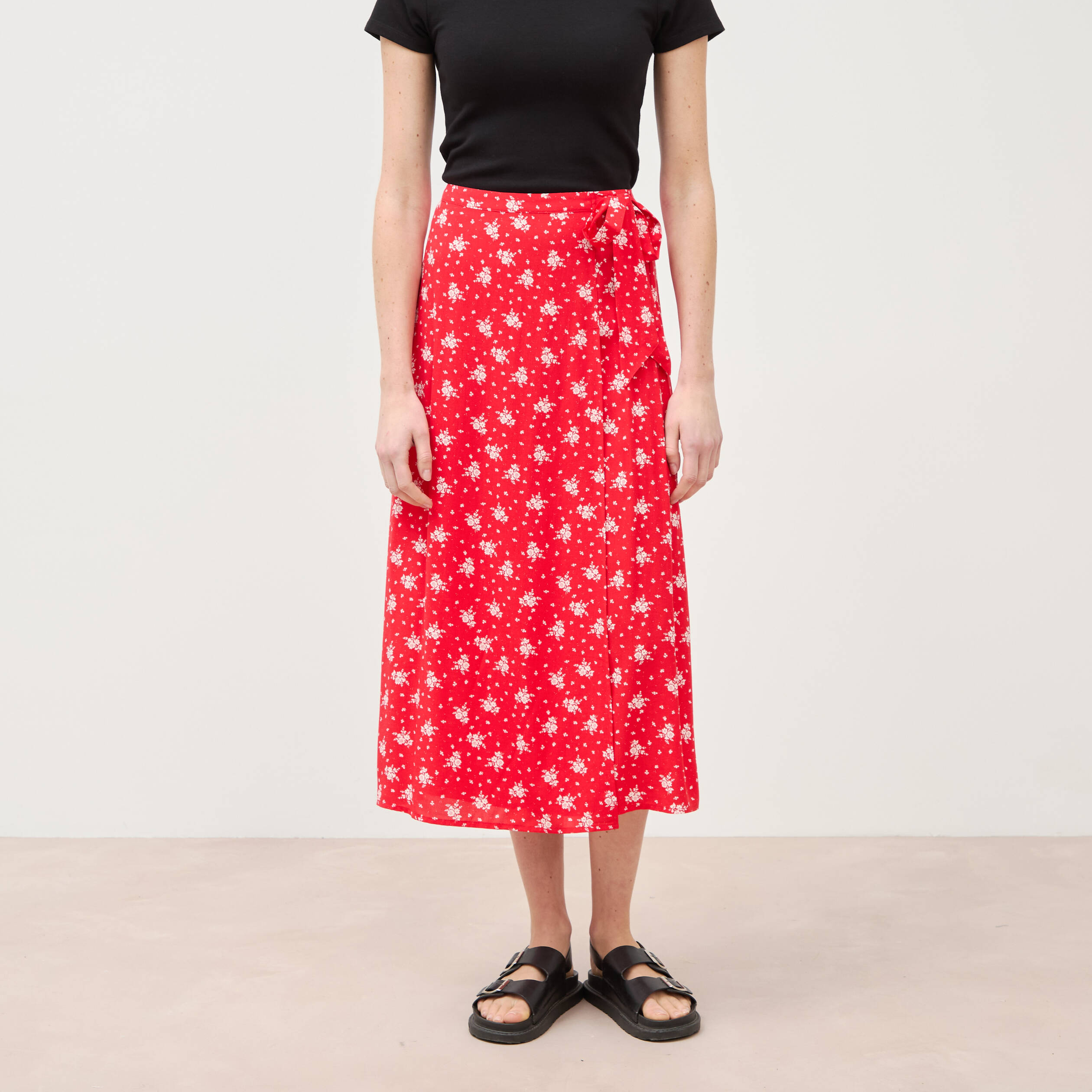 Jupe fluide rouge femme