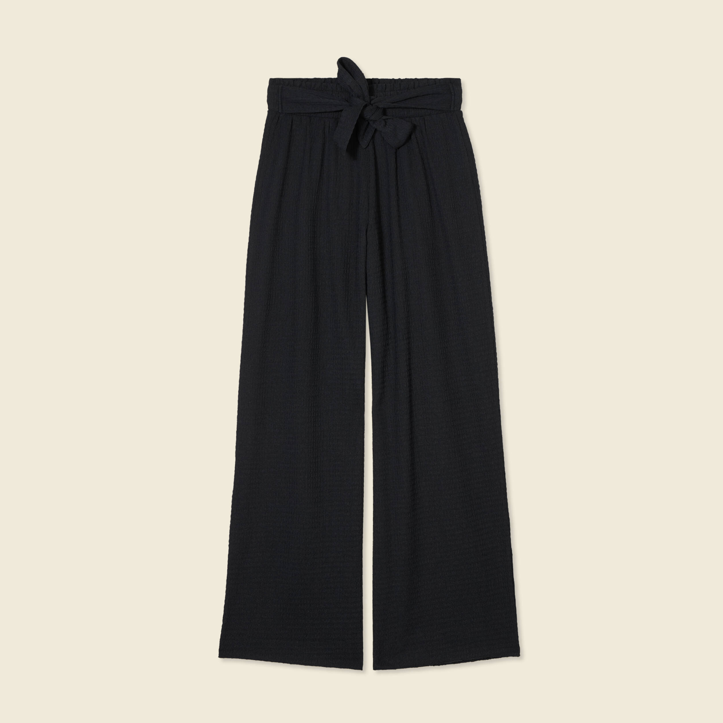 pantalon large fluide noeud noir femme Pantalon large fluide noeud noir femme
