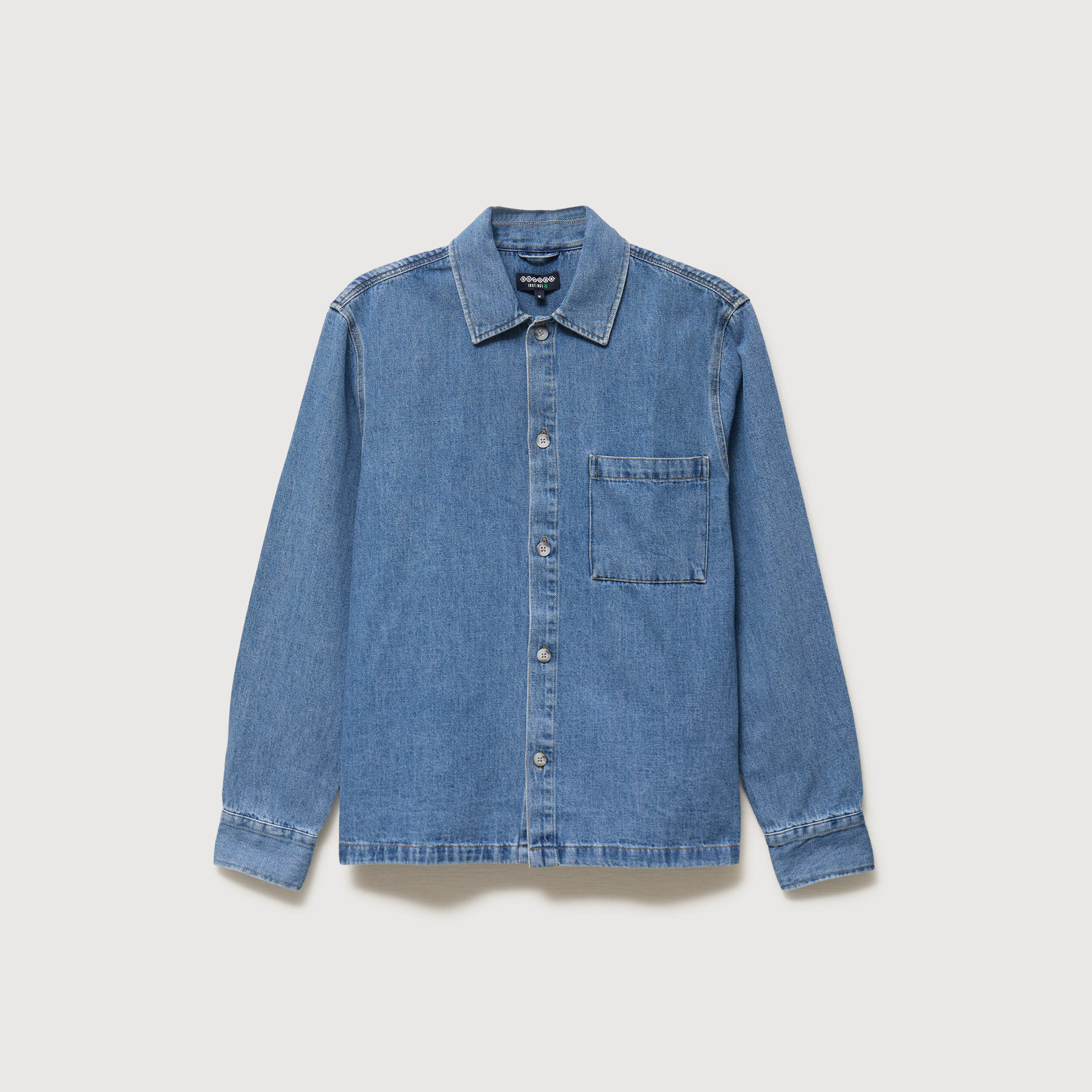Chemise manches longues en jeans denim bleach homme
