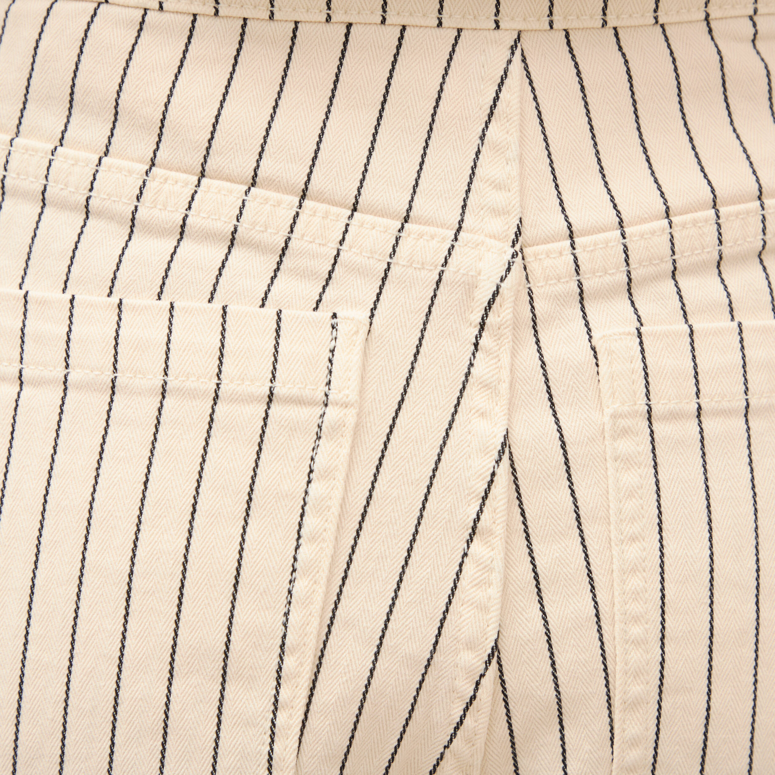 Jeans large taille haute ray&eacute; denim blanc femme