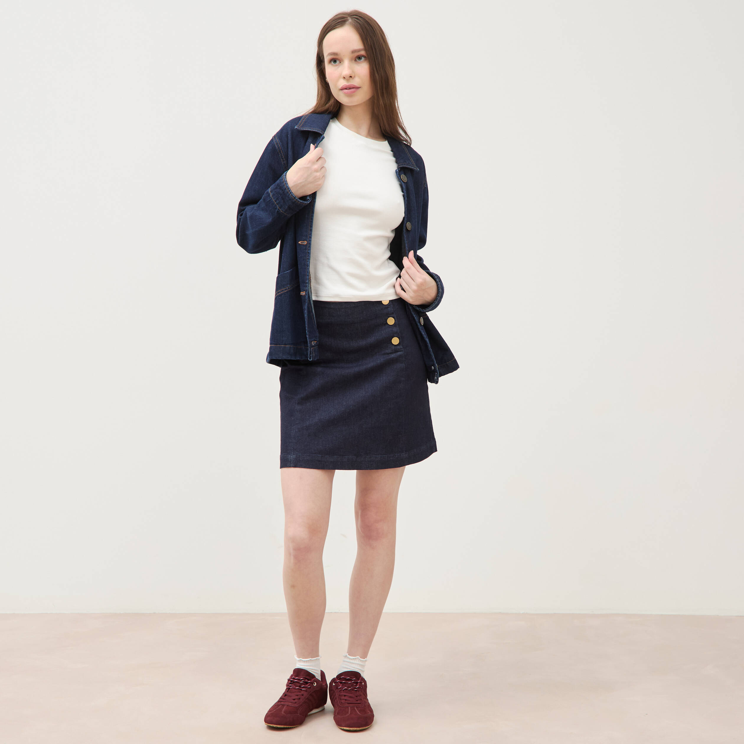 Jupe en jeans denim brut femme