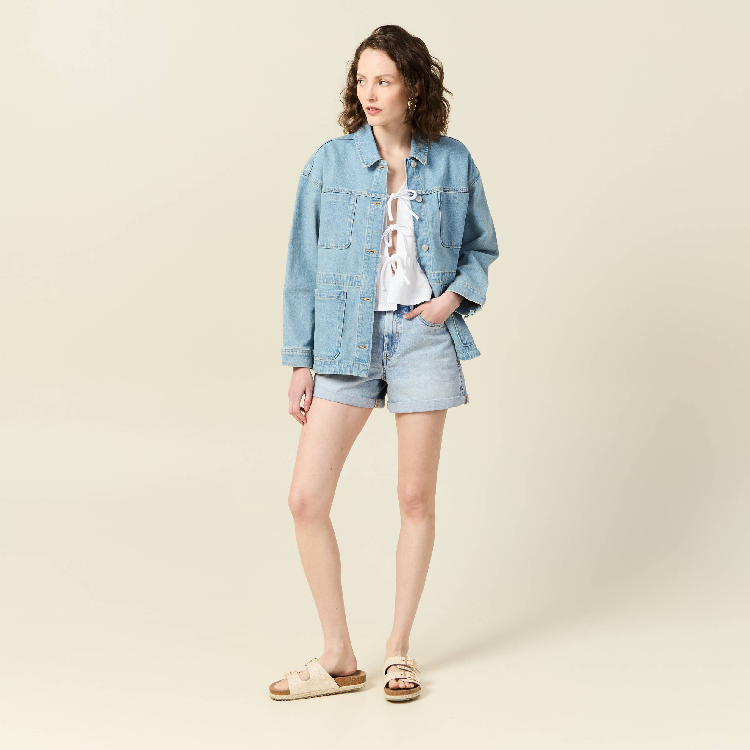 Blouse manches courtes blanc femme