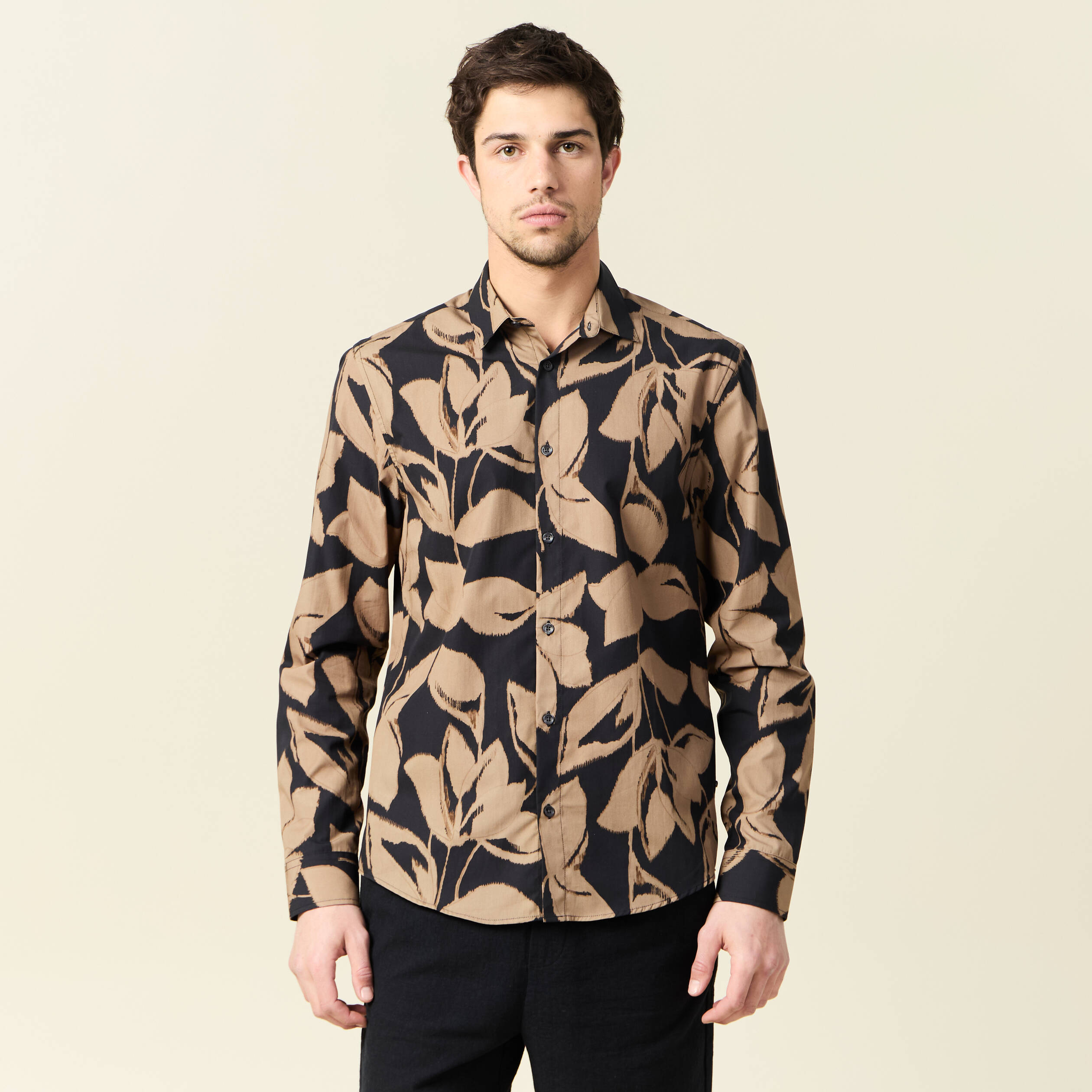 chemise manches longues marron homme Chemise manches longues marron homme