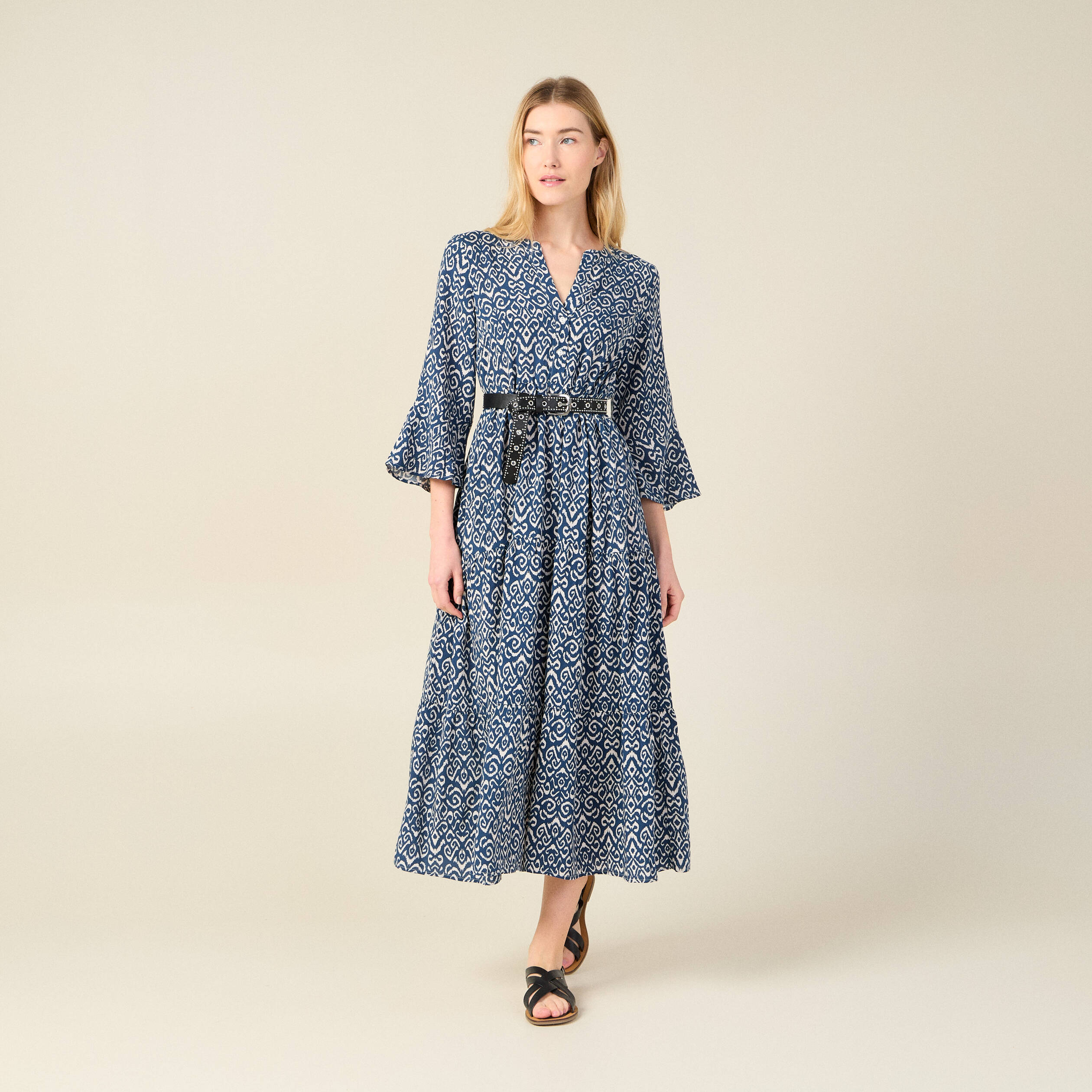 robe longue eco responsable bleu marine femme Robe longue éco-responsable bleu marine femme