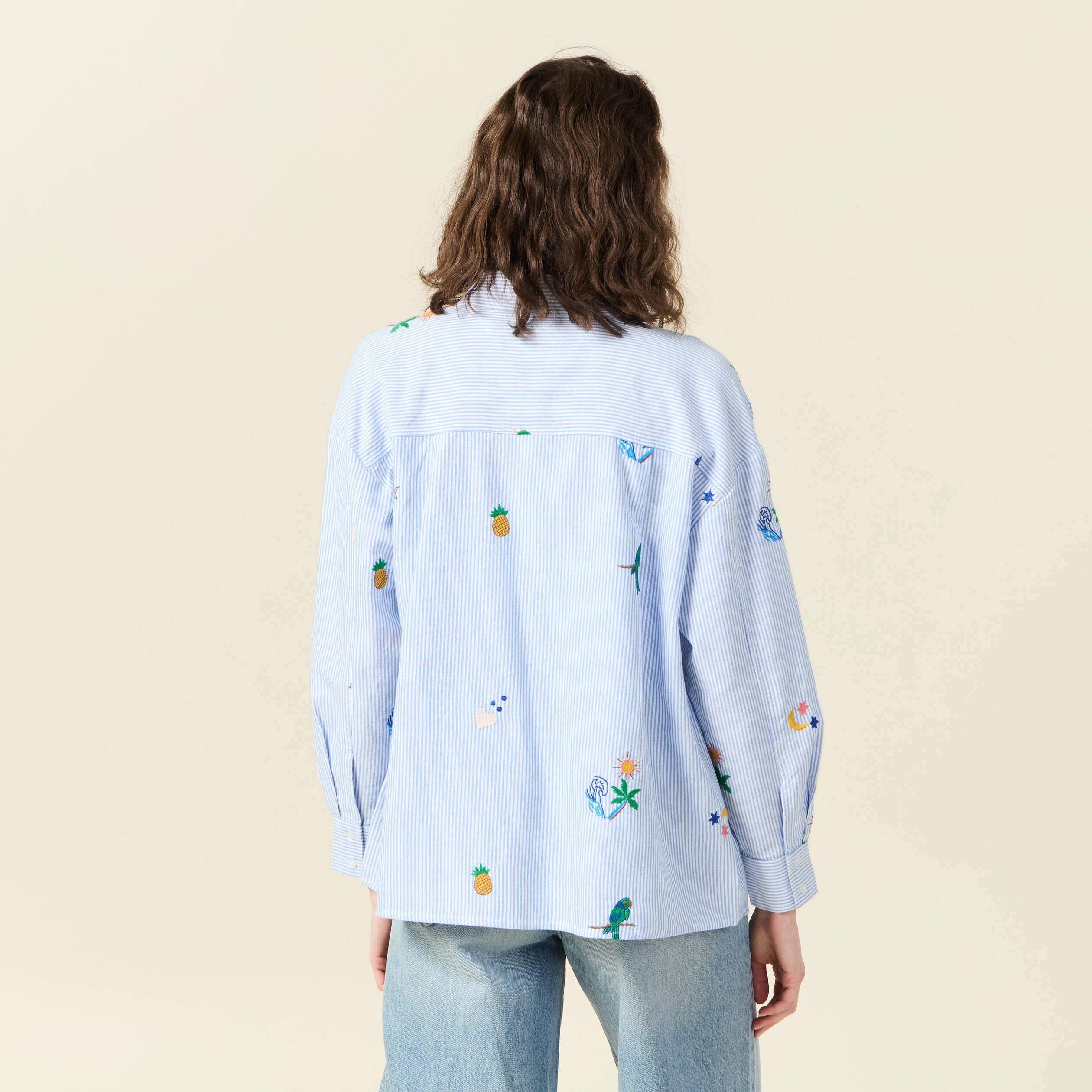 Chemise manches longues bleu femme