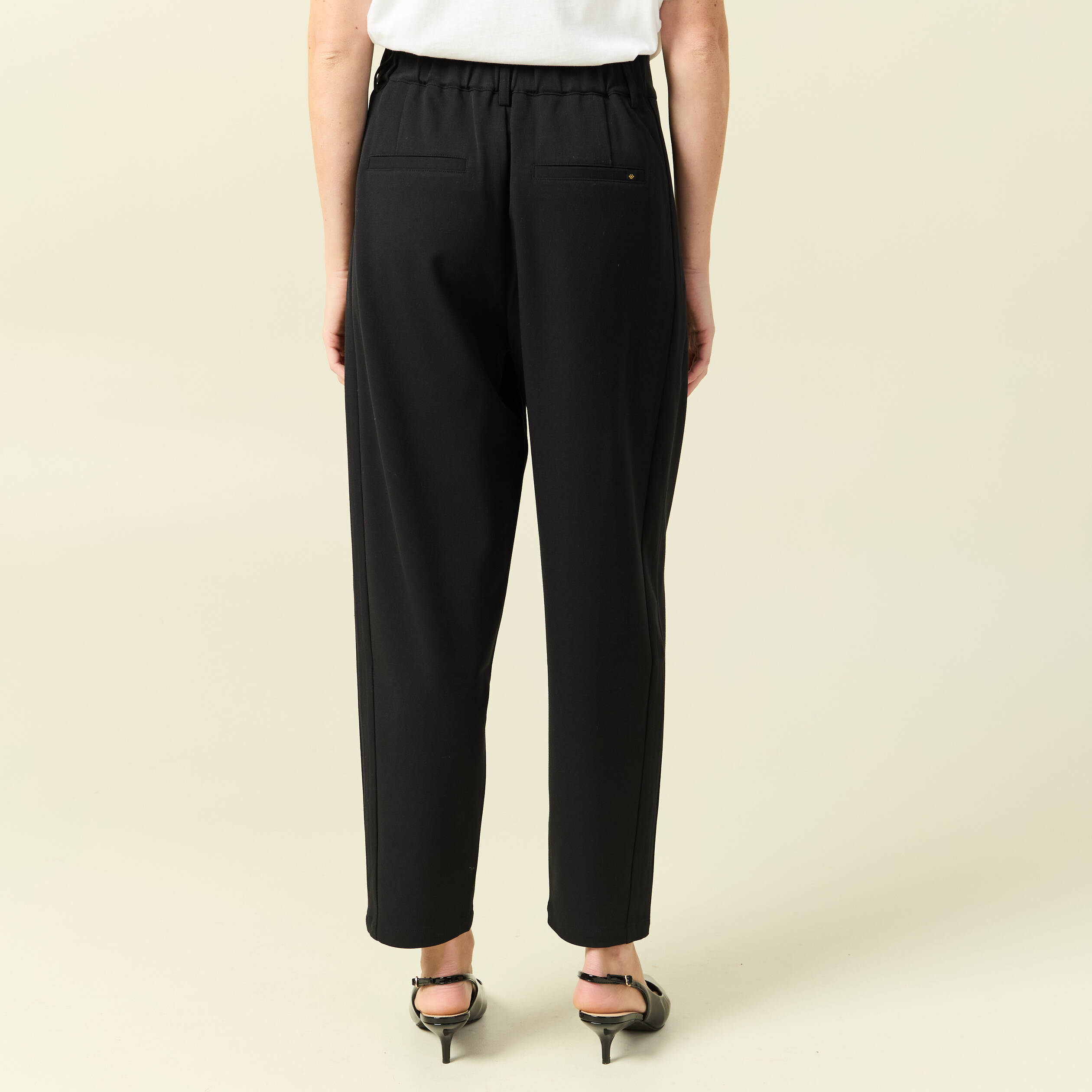 Pantalon slouchy taille haute 7/8&egrave;me noir femme