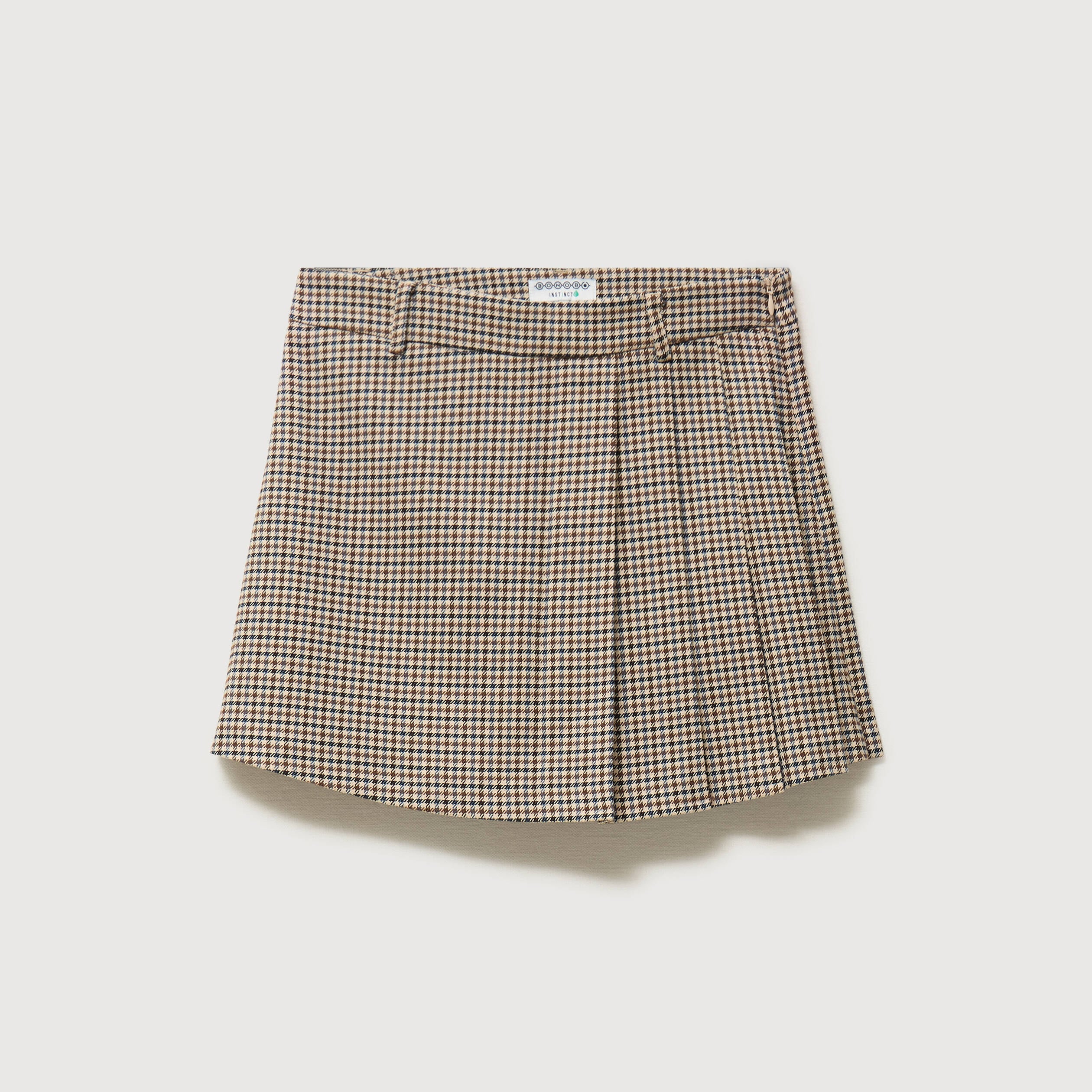 Jupe taille haute doubl&eacute;e marron femme