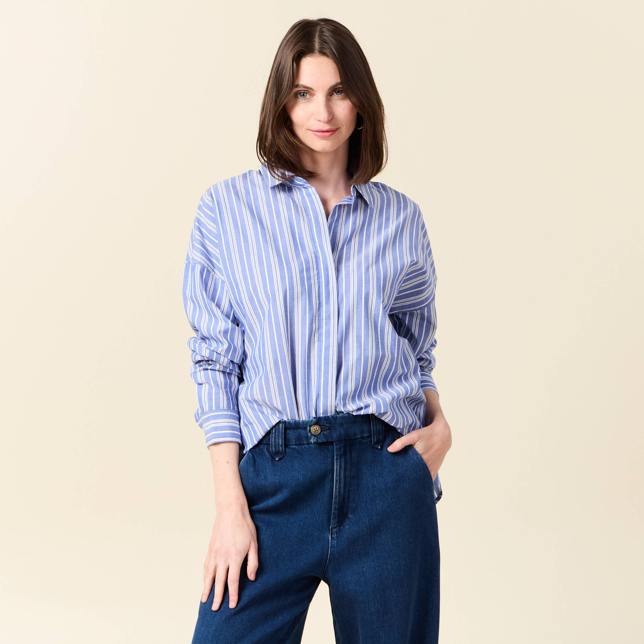 chemise eco responsable bleu clair femme Chemise éco-responsable bleu clair femme