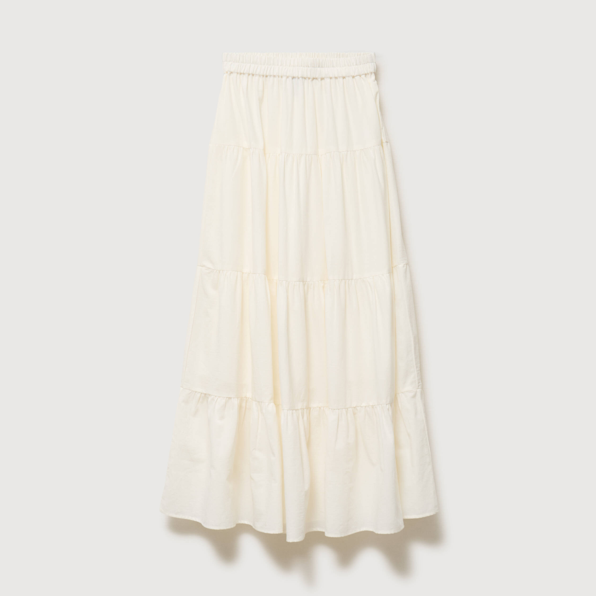 Jupe longue &eacute;vas&eacute;e en coton doubl&eacute;e ecru femme