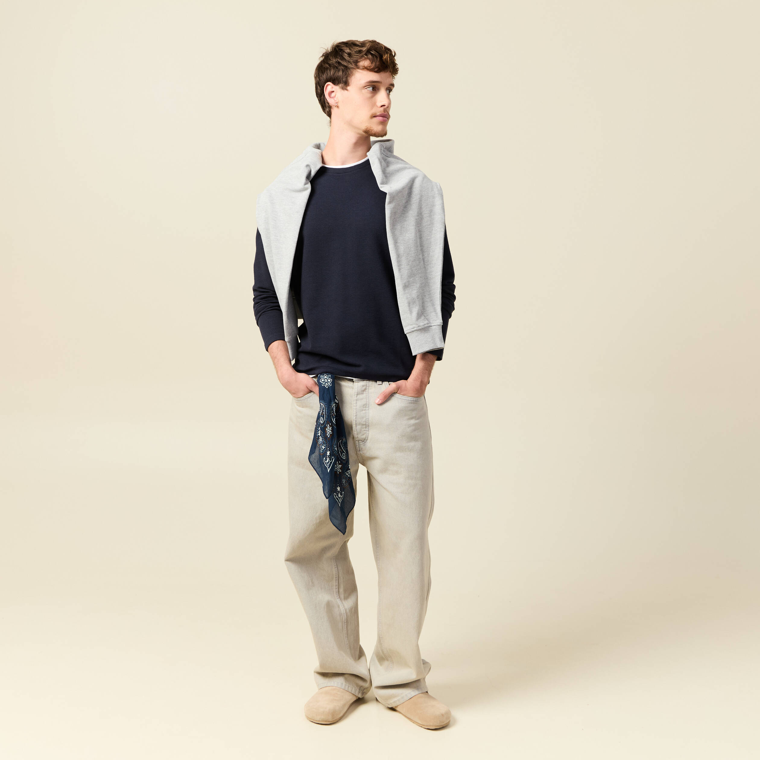 T-shirt manches longues bleu marine homme