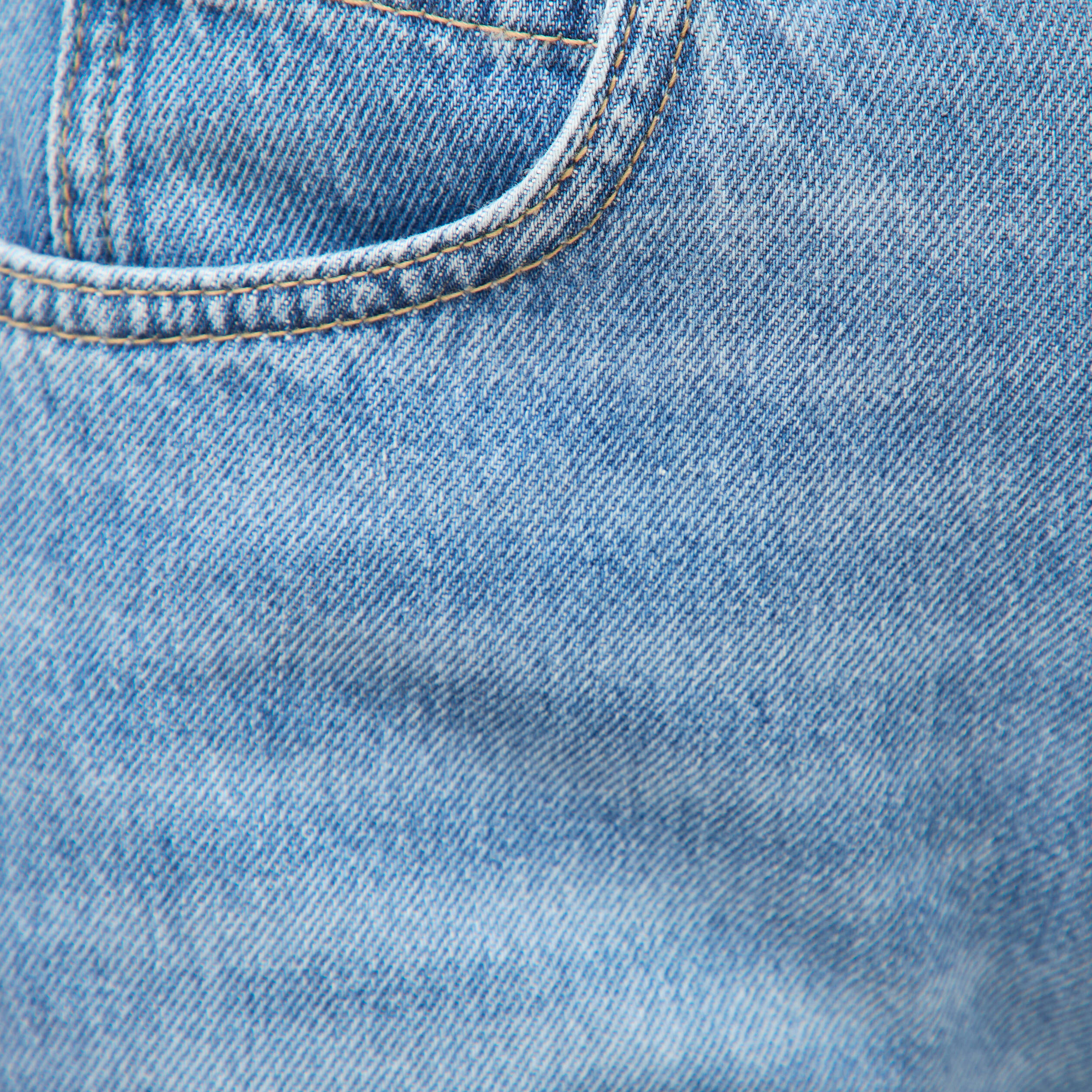 Jeans barrel taille haute broderie denim used femme