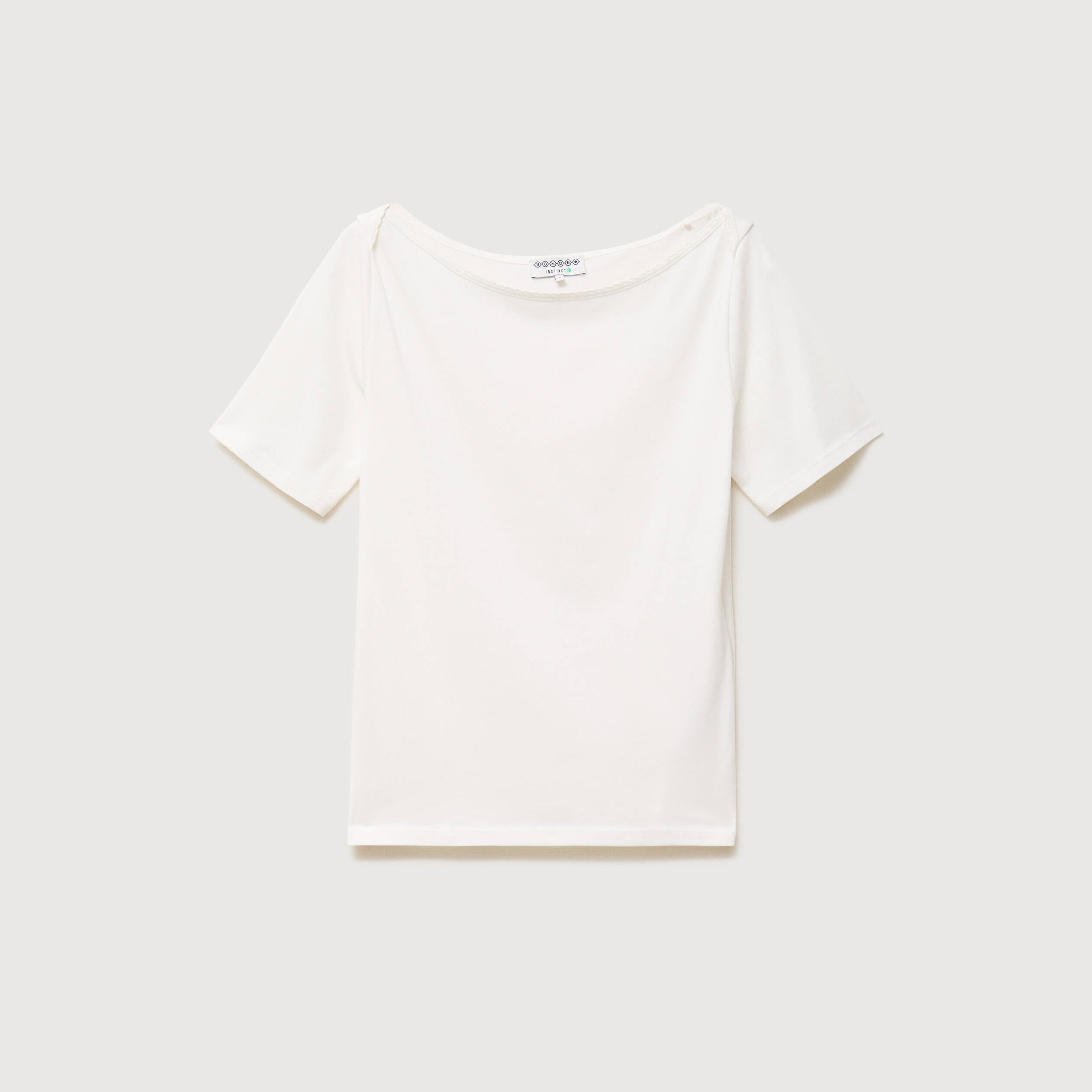T-shirt ajust&eacute; manches courtes ecru femme