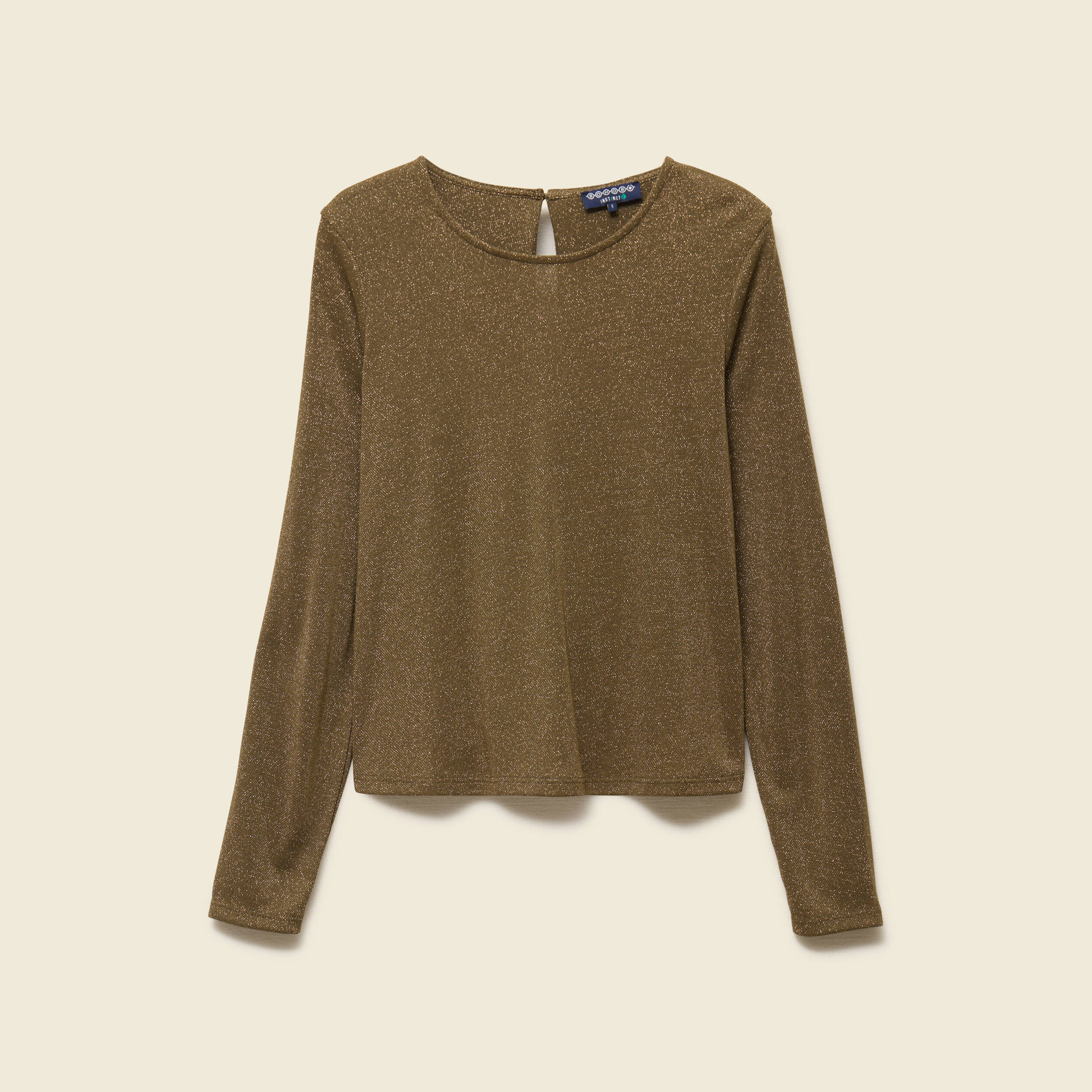 T-shirt manches longues vert kaki femme