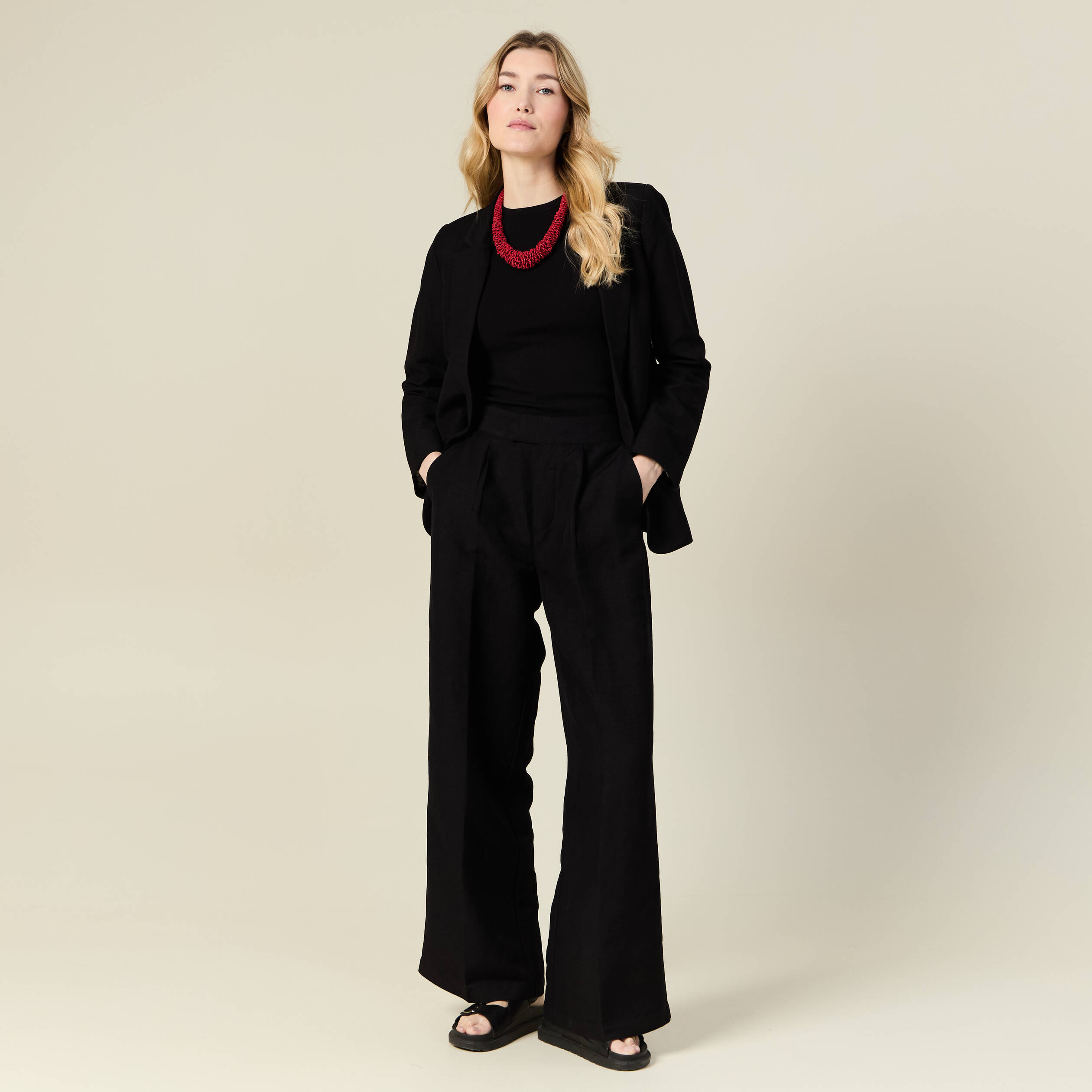 pantalon large fluide noir femme Pantalon large fluide noir femme