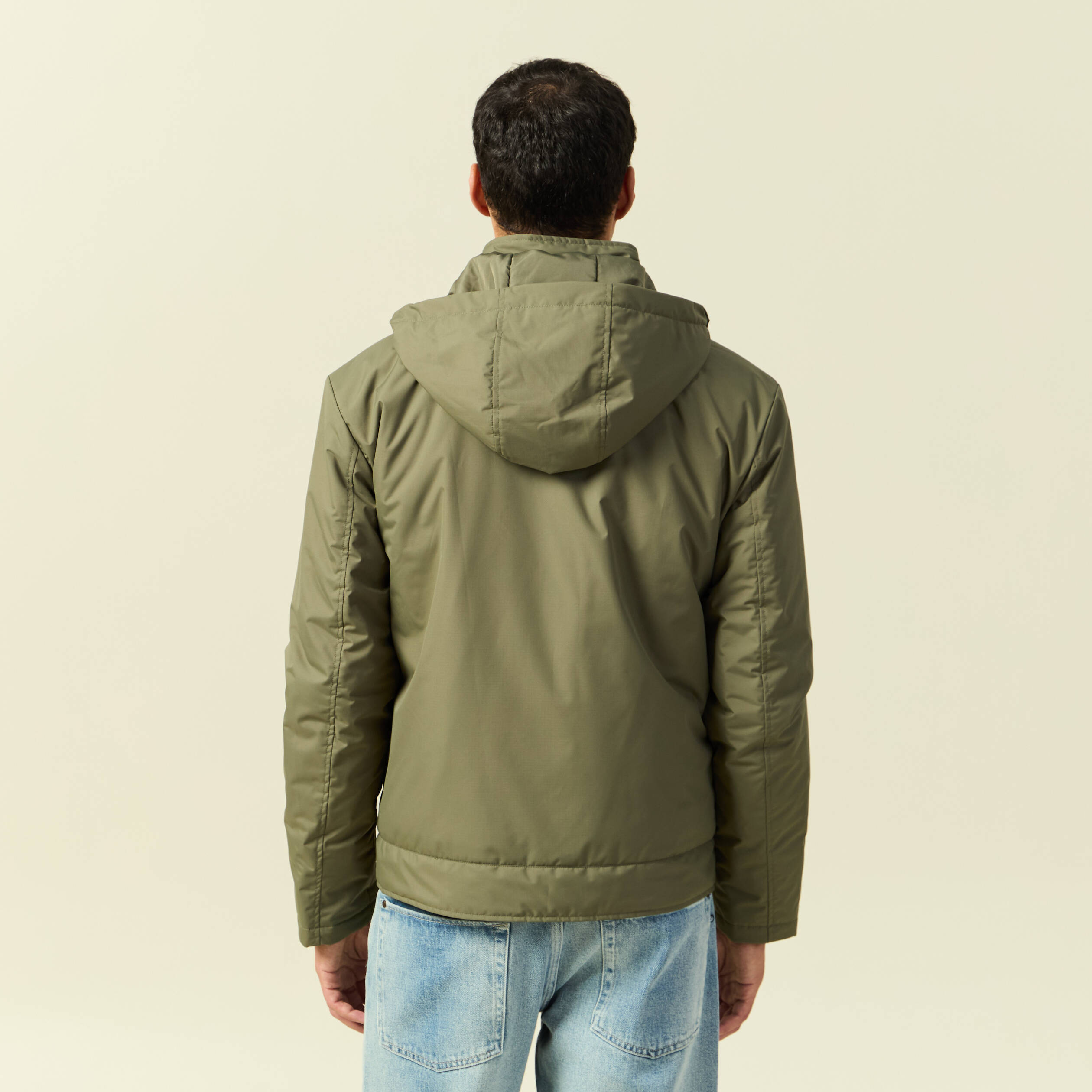 Blouson capuche doublure vert kaki homme