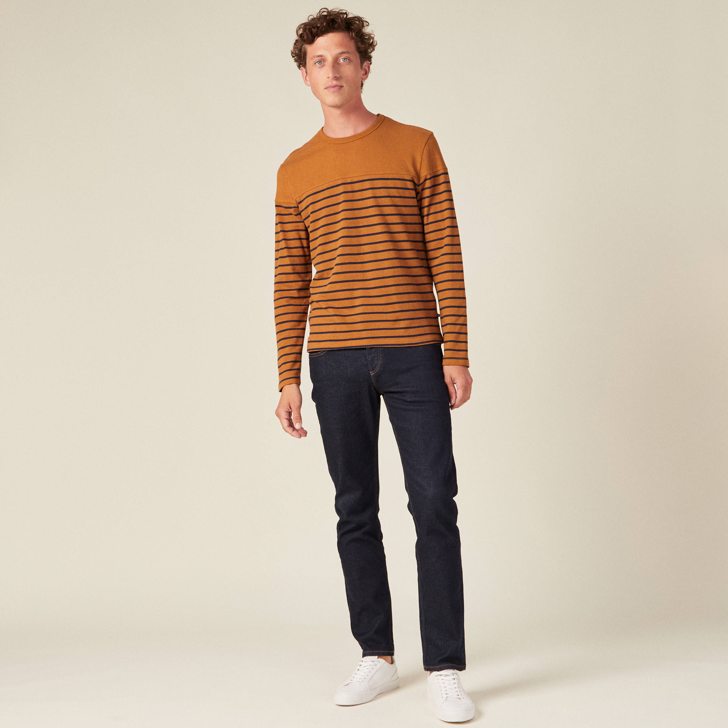 t shirt manches longues marron homme T-shirt manches longues marron homme