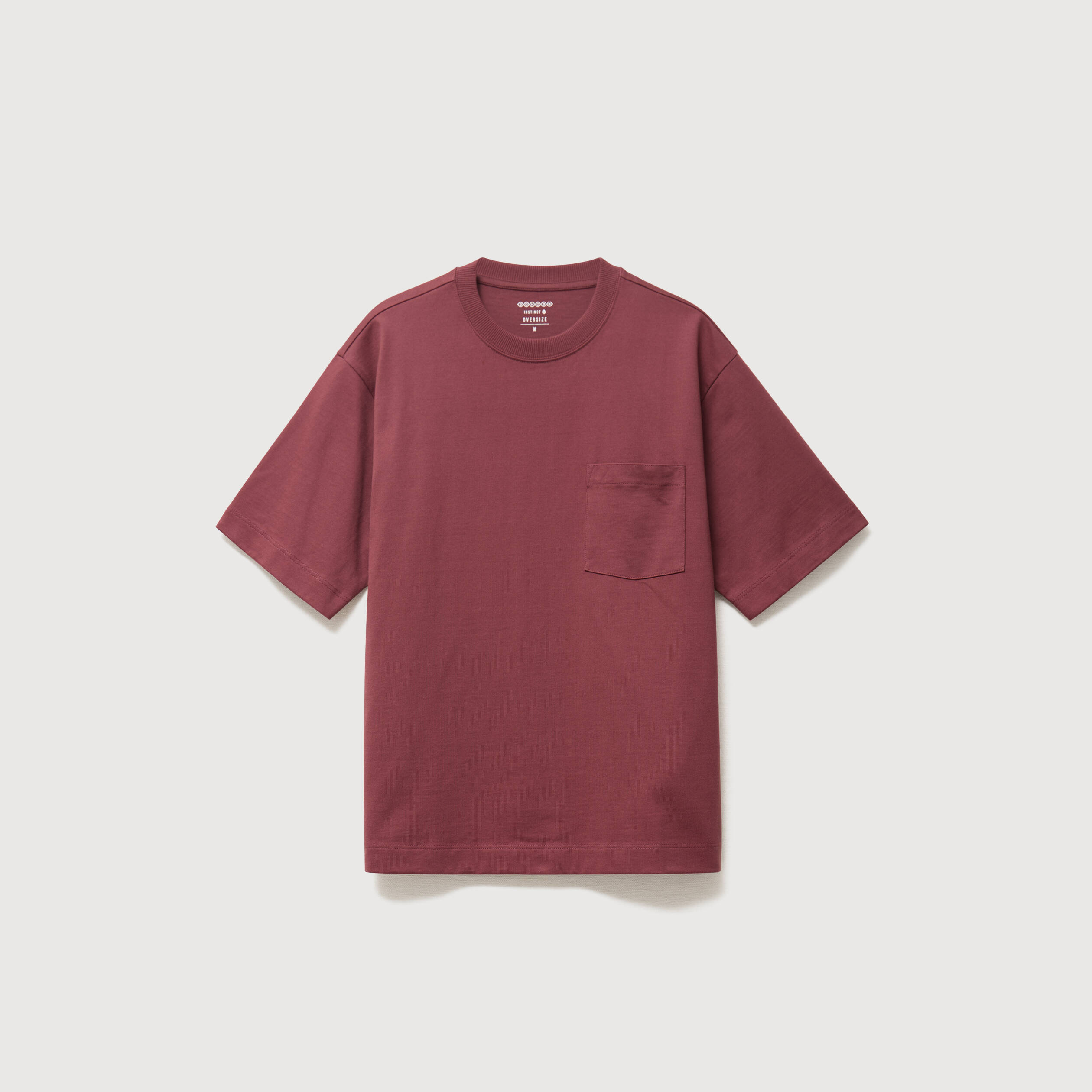 T-shirt droit en coton col ras du cou vieux rose homme