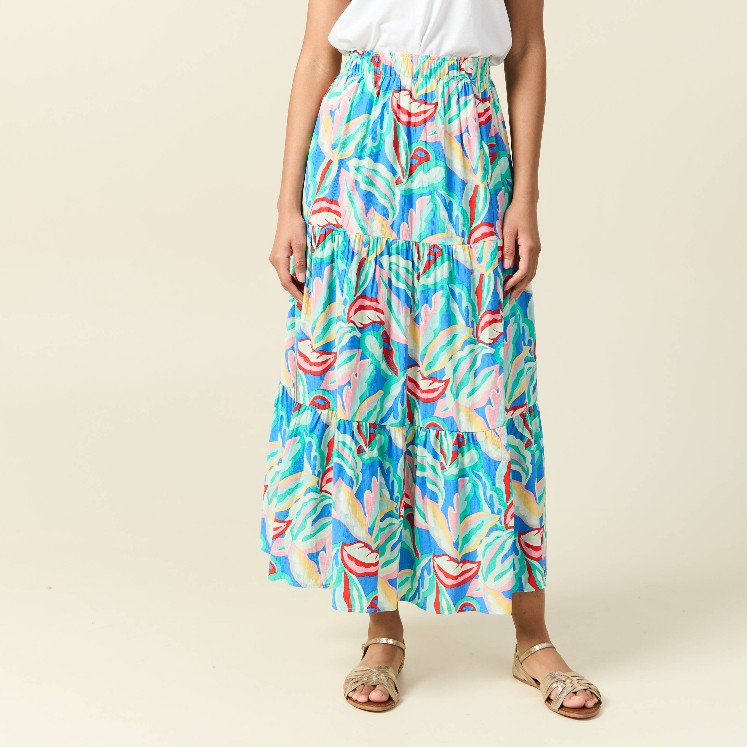 jupe longue evasee multicolore femme Jupe longue évasée multicolore femme