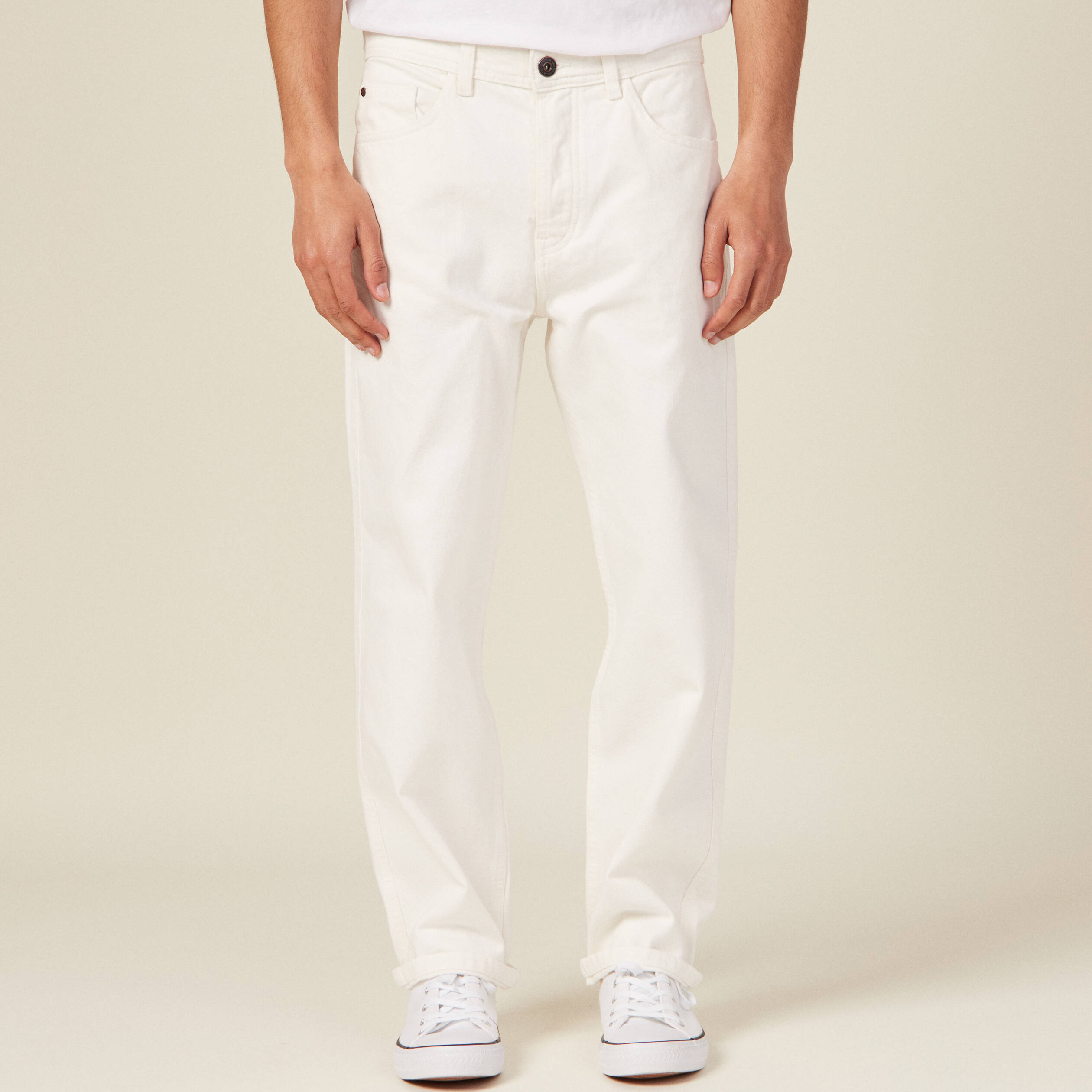 Jeans relaxed 5 poches denim blanc homme
