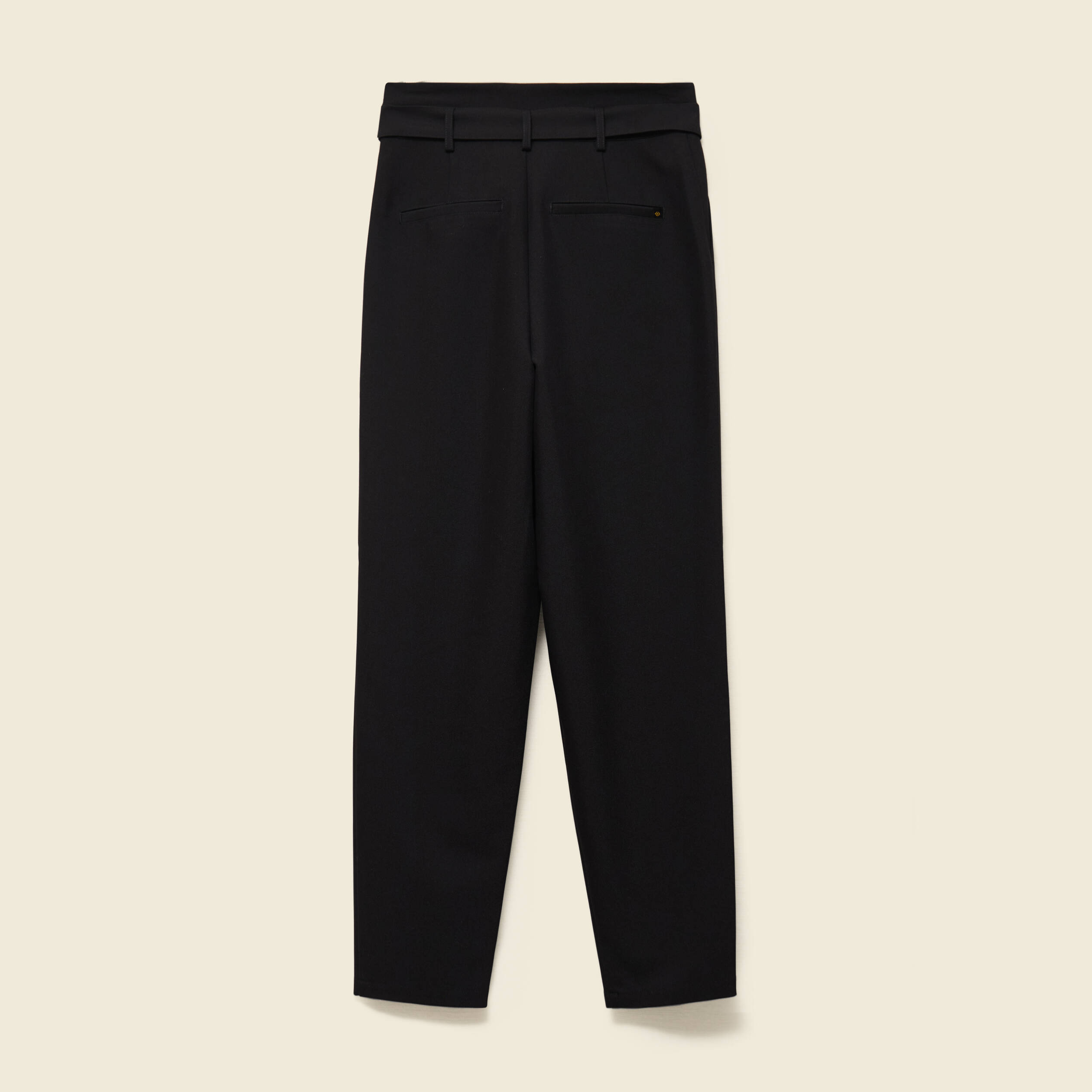 Pantalon carotte taille haute noir femme