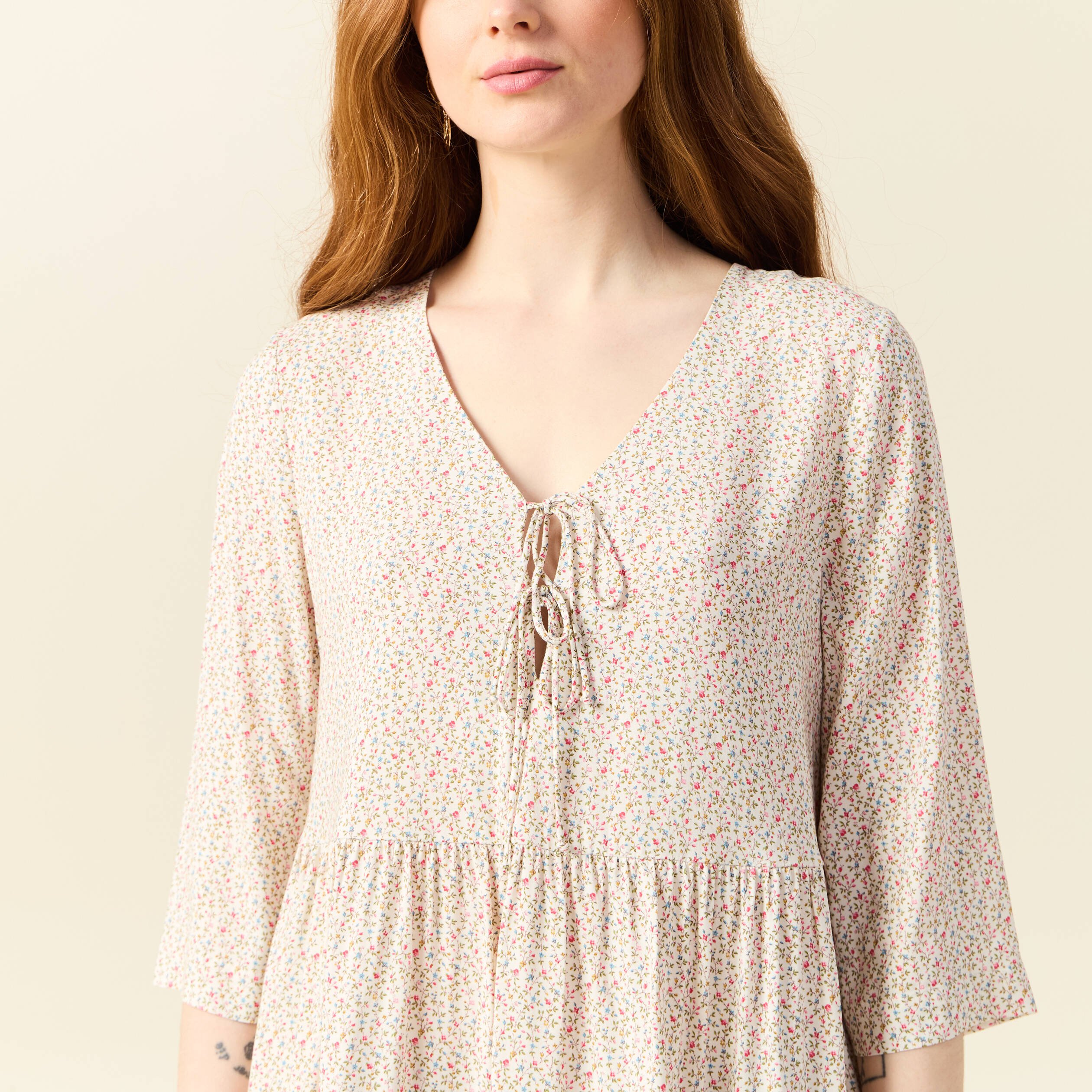 robe evasee manches 34 blanc femme Robe évasée manches 3/4 blanc femme
