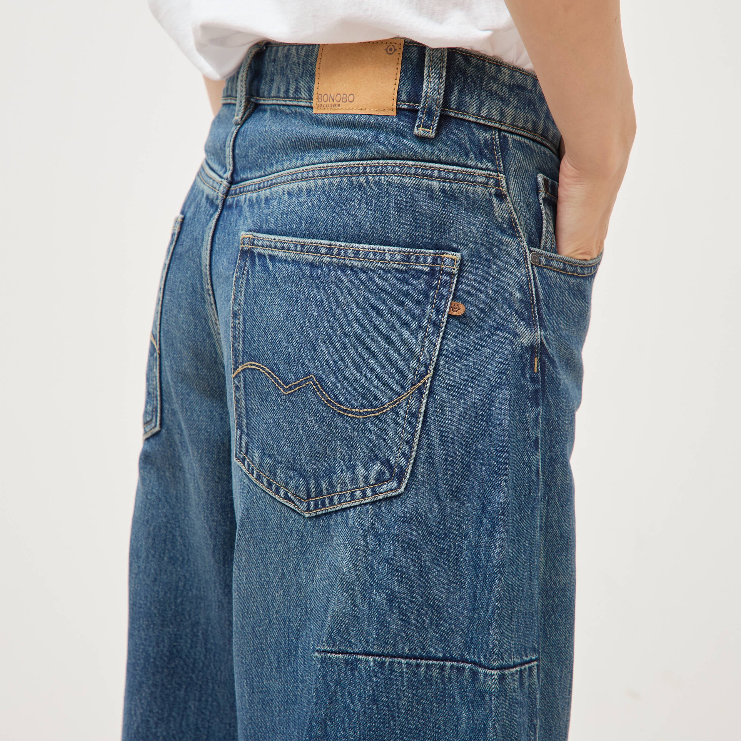 Jeans barrel taille standard bleu femme