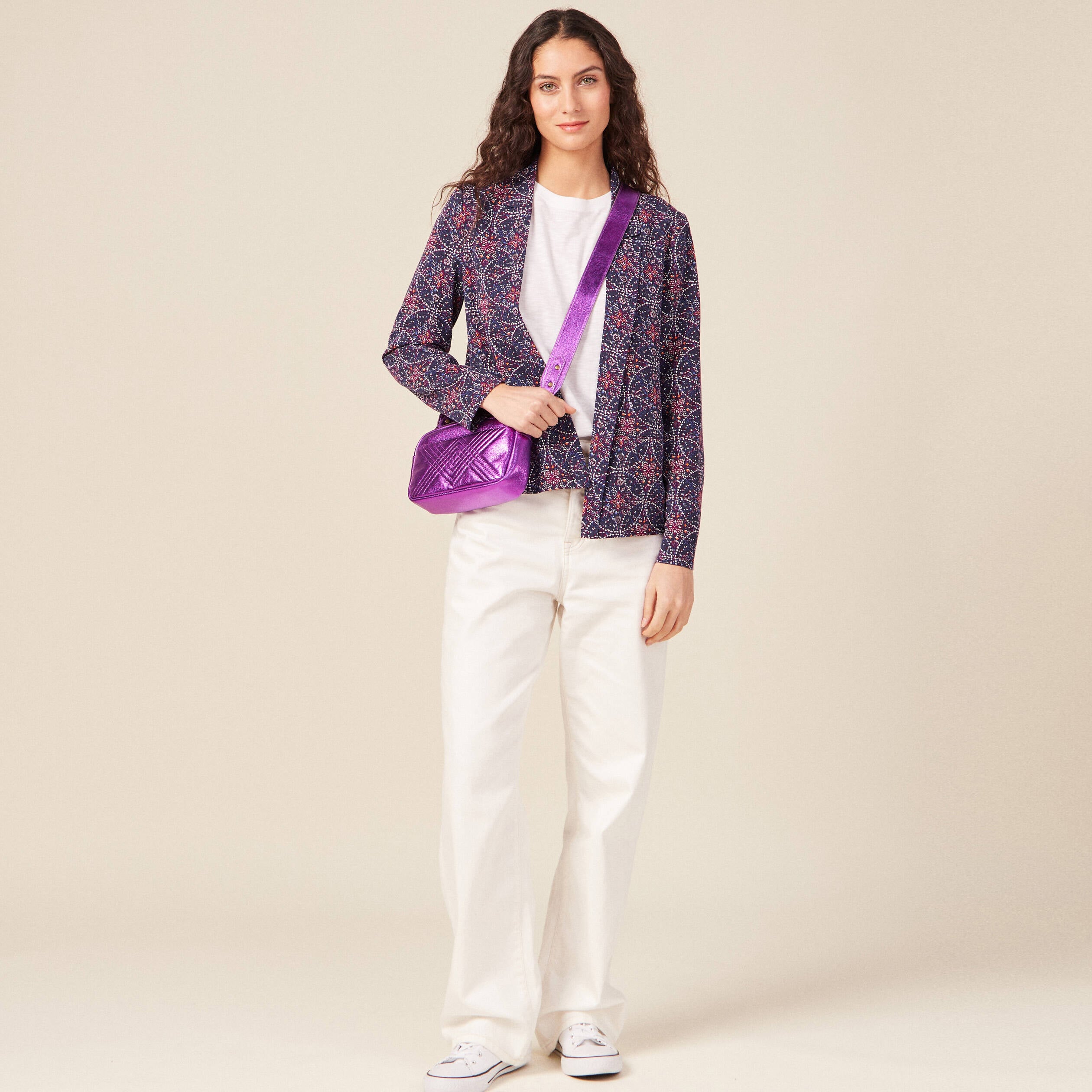 Veste esprit blazer droite bleu marine femme