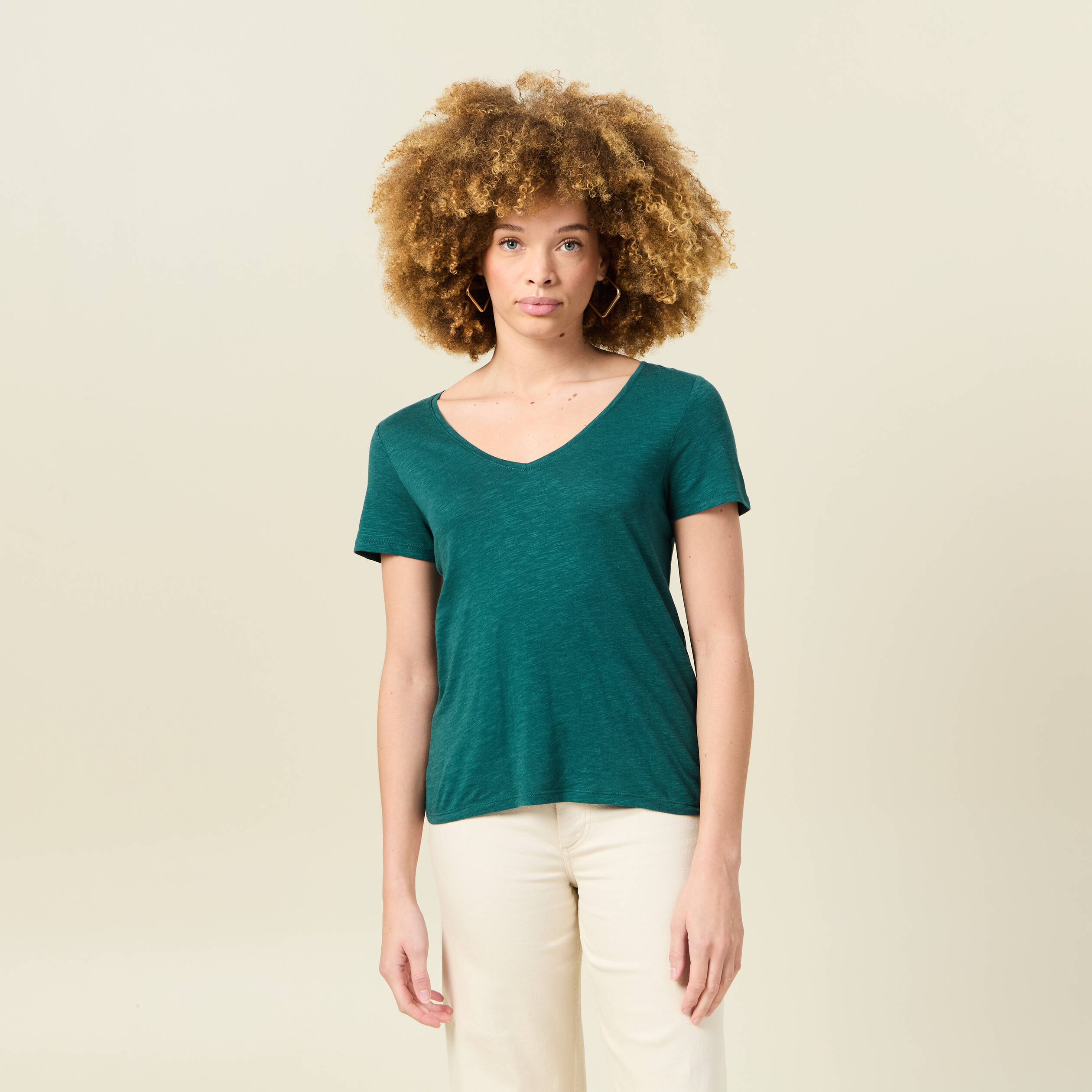 t shirt manches courtes vert canard femme T-shirt manches courtes vert canard femme