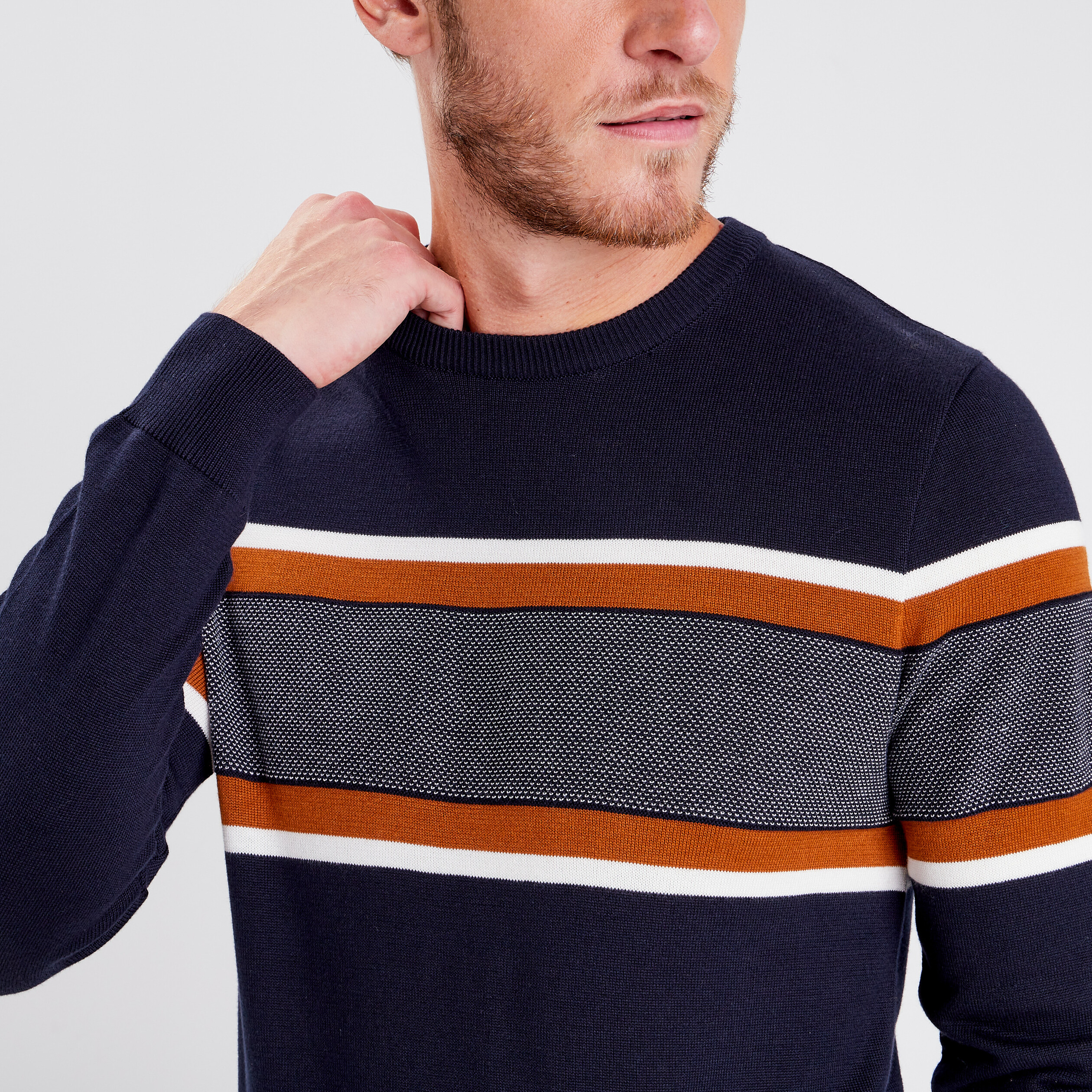 pull manches longues bleu fonce homme Pull manches longues bleu foncé homme