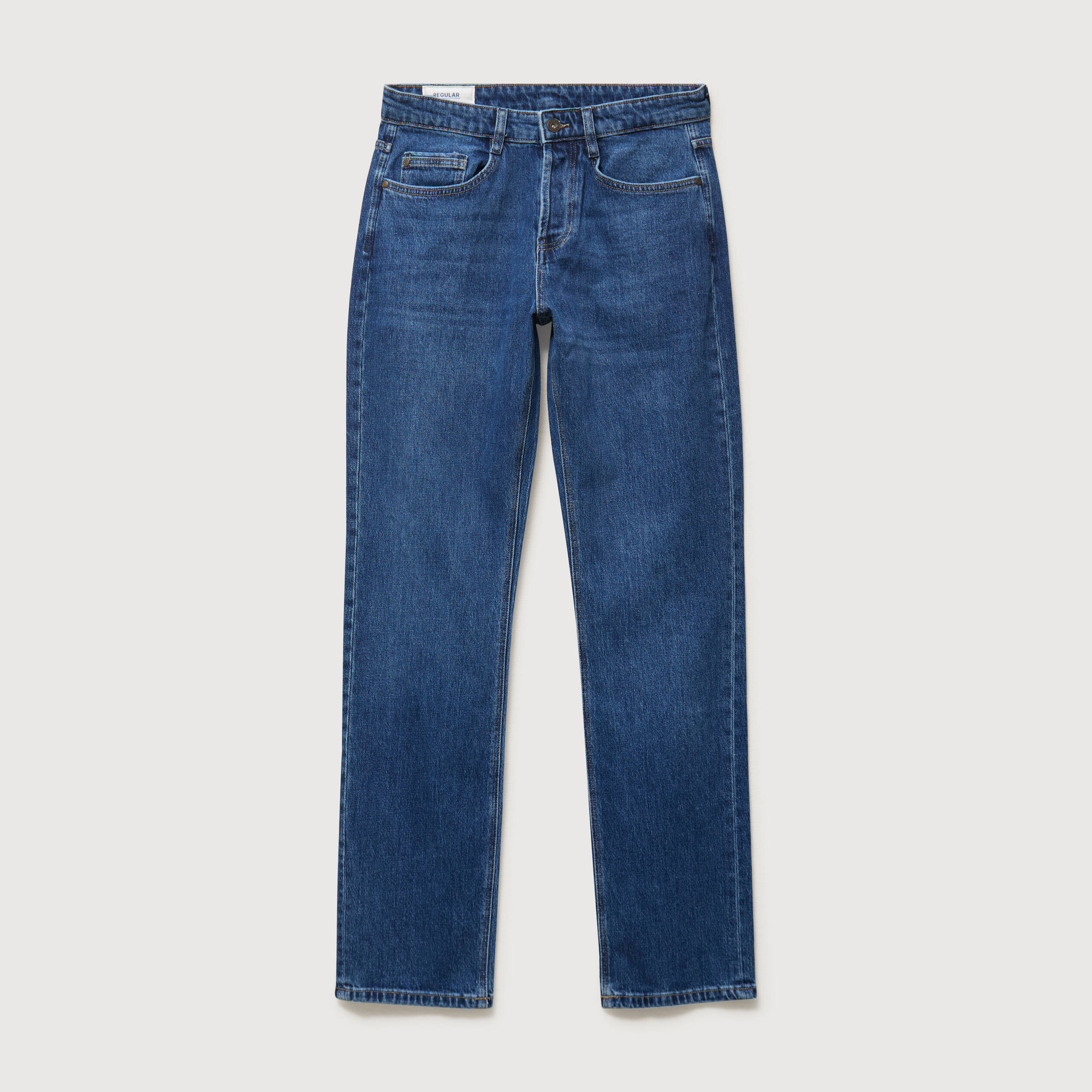 Jeans regular longueur 34 en coton denim stone homme