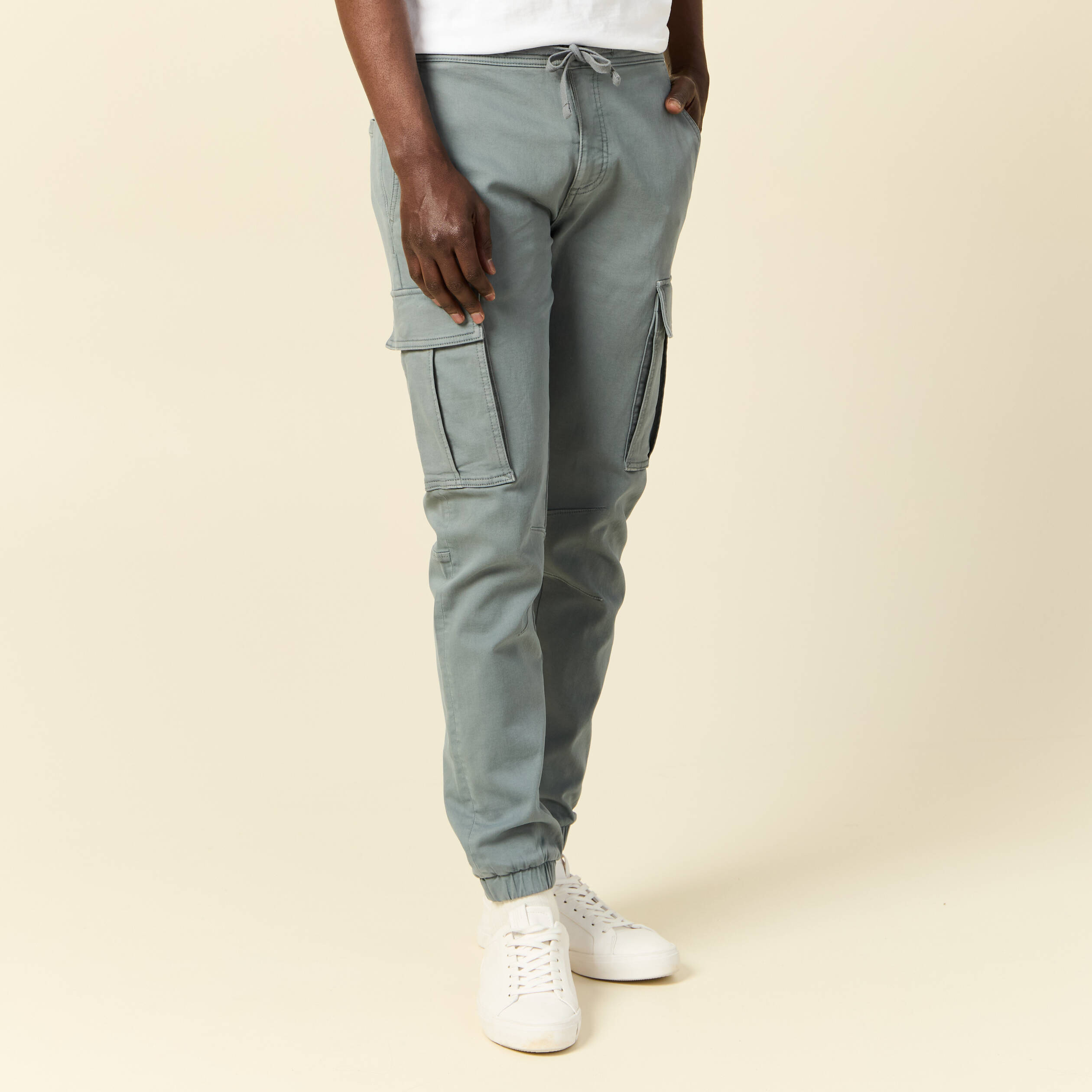 pantalon battle bas resserre bleu gris homme Pantalon battle bas resserré bleu gris homme