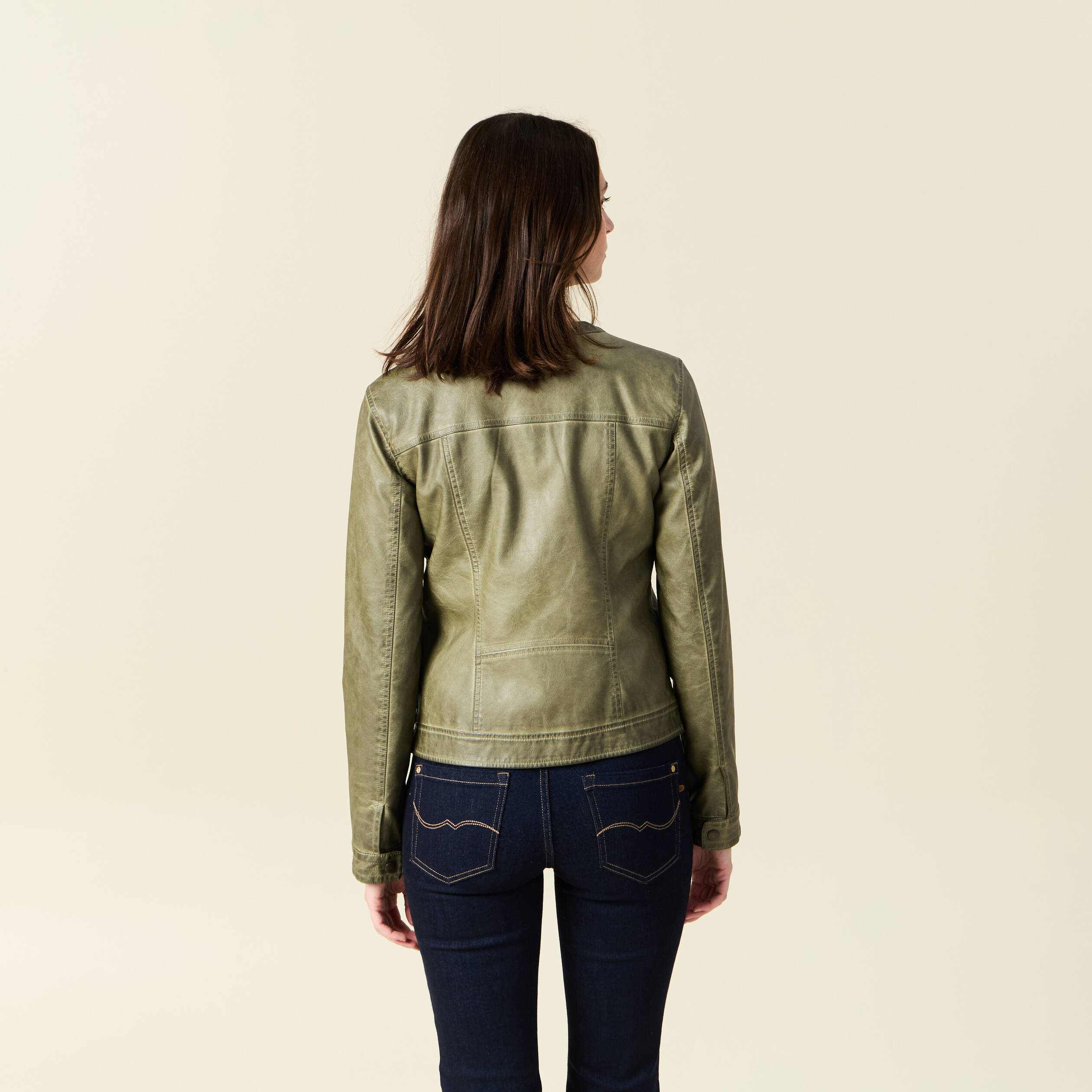 blouson simili cuir vert kaki femme Blouson simili cuir vert kaki femme