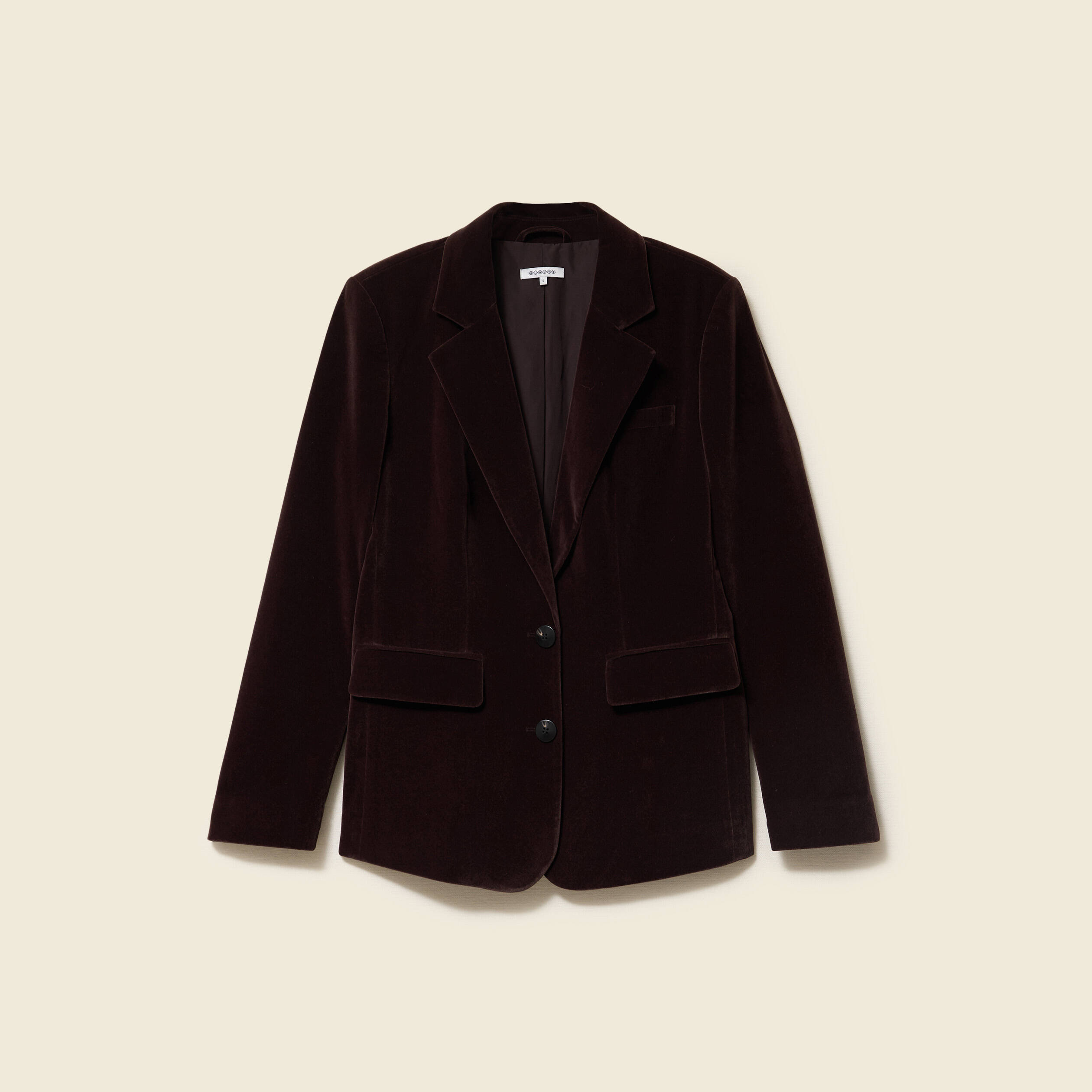 Veste blazer velours marron fonc&eacute; femme