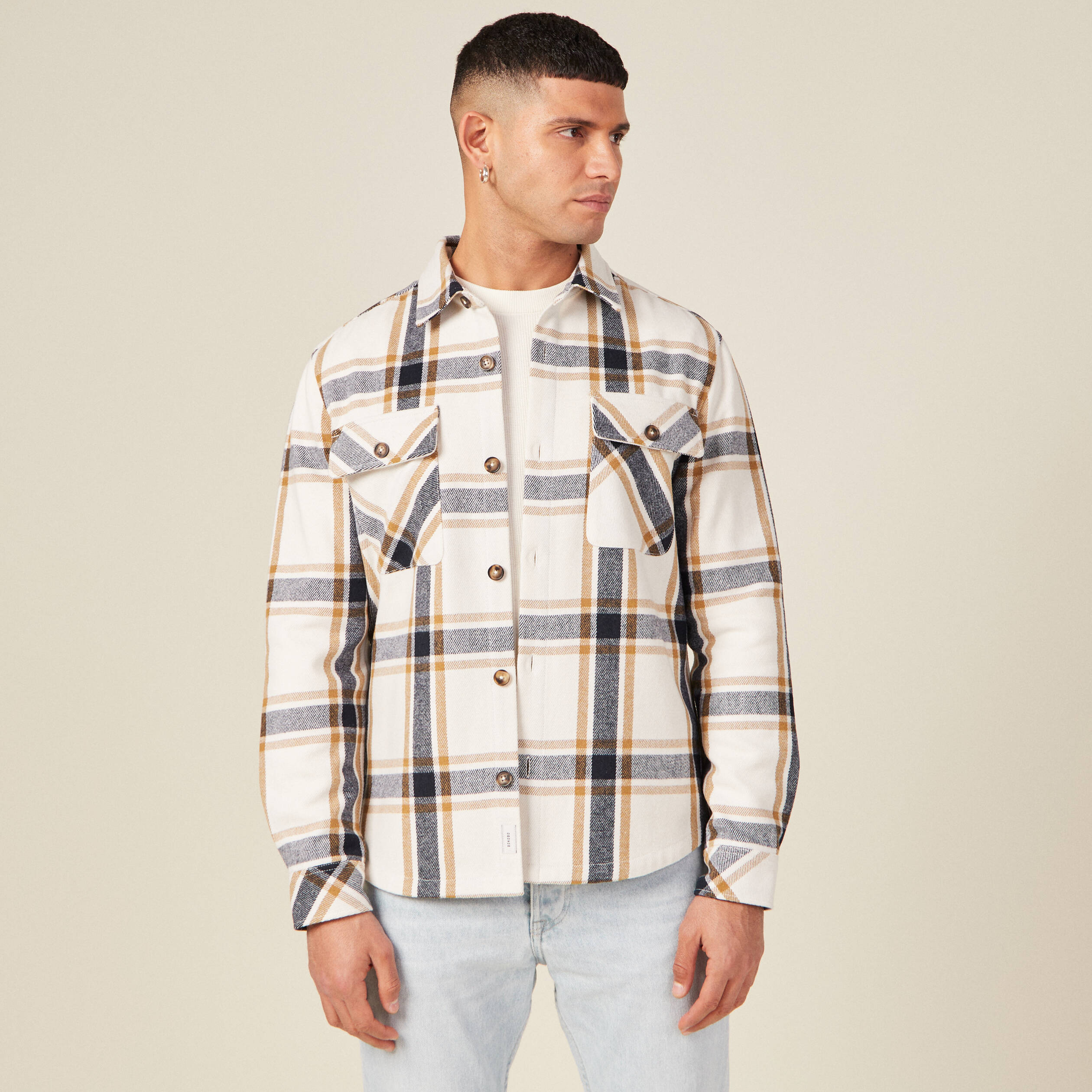 Surchemise manches longues camel homme
