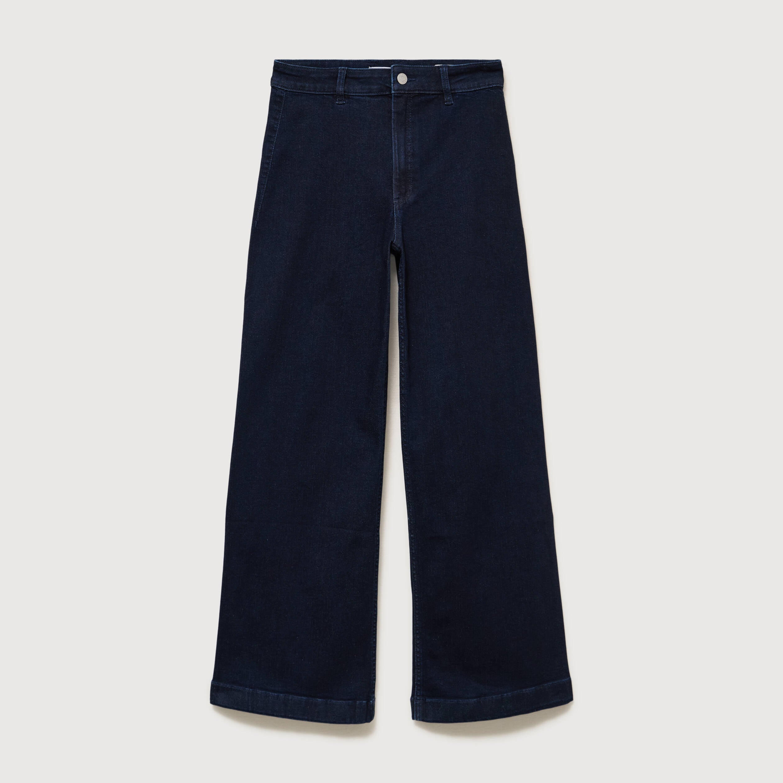 Jeans large taille haute denim brut rinse femme