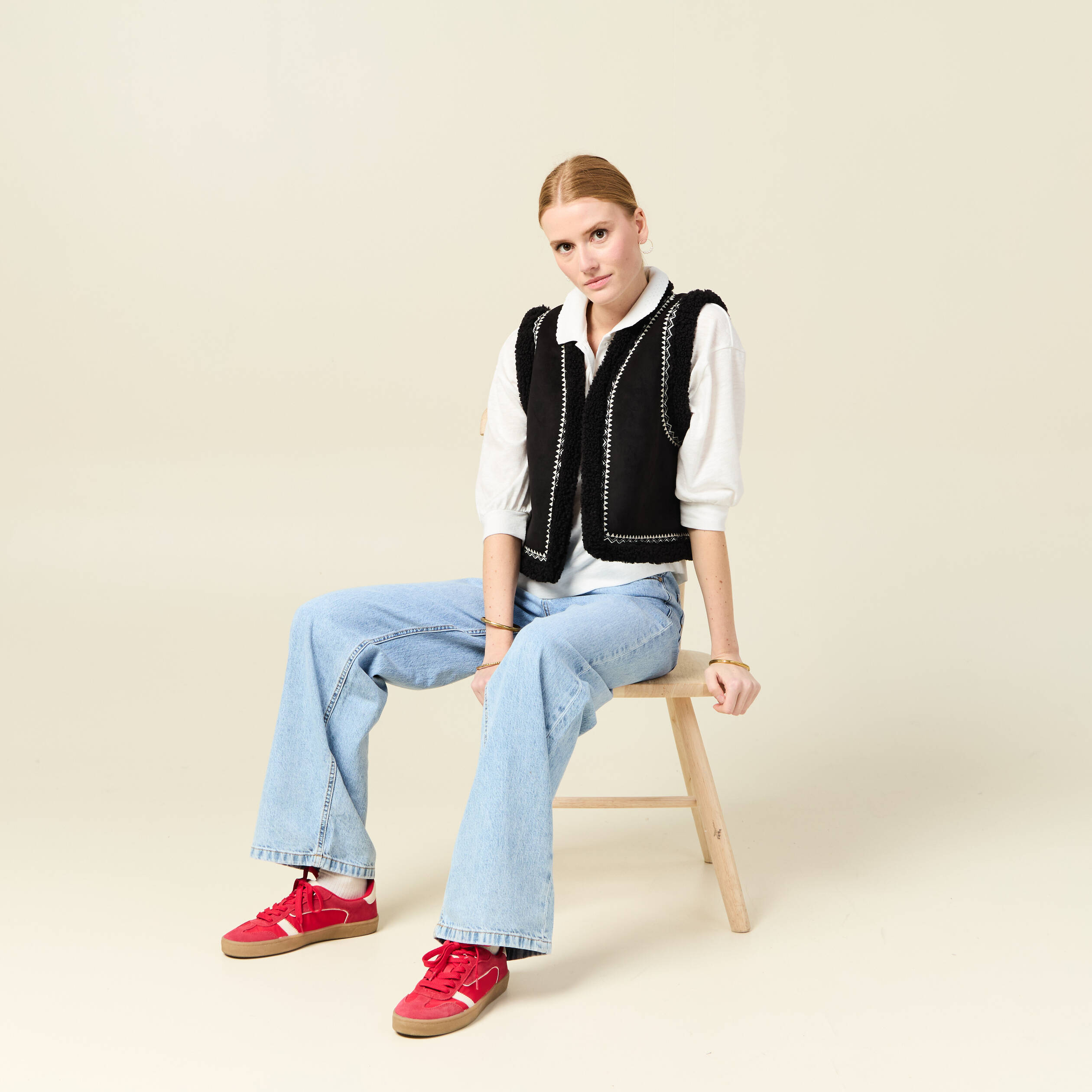 polo manches 34 ecru femme Polo manches 3/4 ecru femme